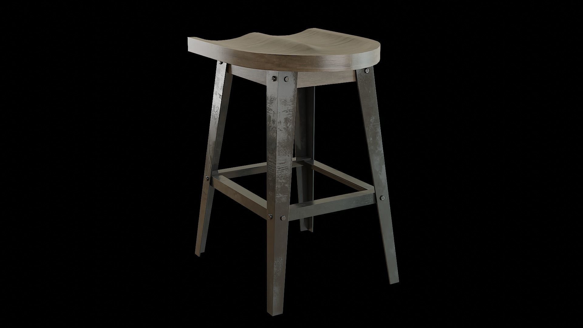 Bar Chair 02 Low-poly 3D model_3