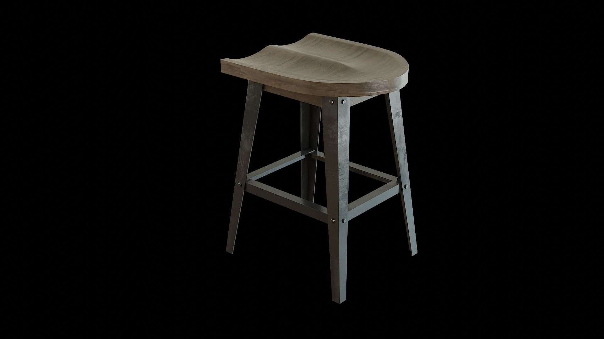 Bar Chair 02 Low-poly 3D model_4