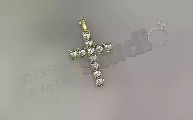 Luxury briliant christian gem cross 3d model