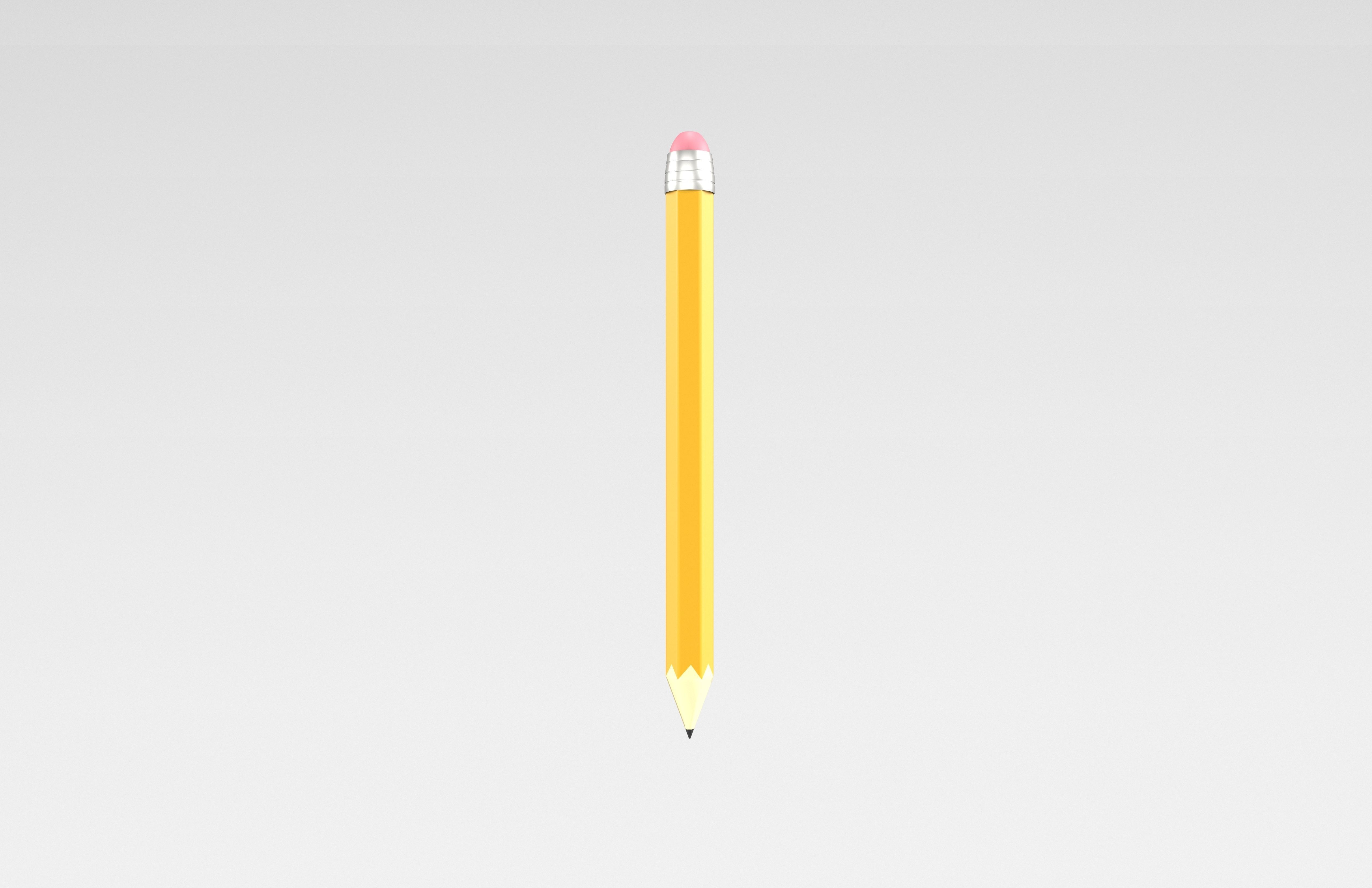Pencil v1 001 Low-poly 3D model_1