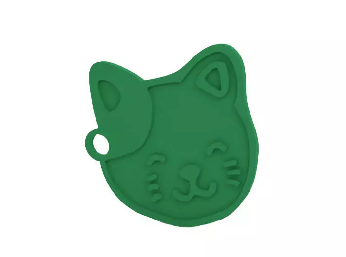 Keychain kitty cat silicone teether 3D print model_0
