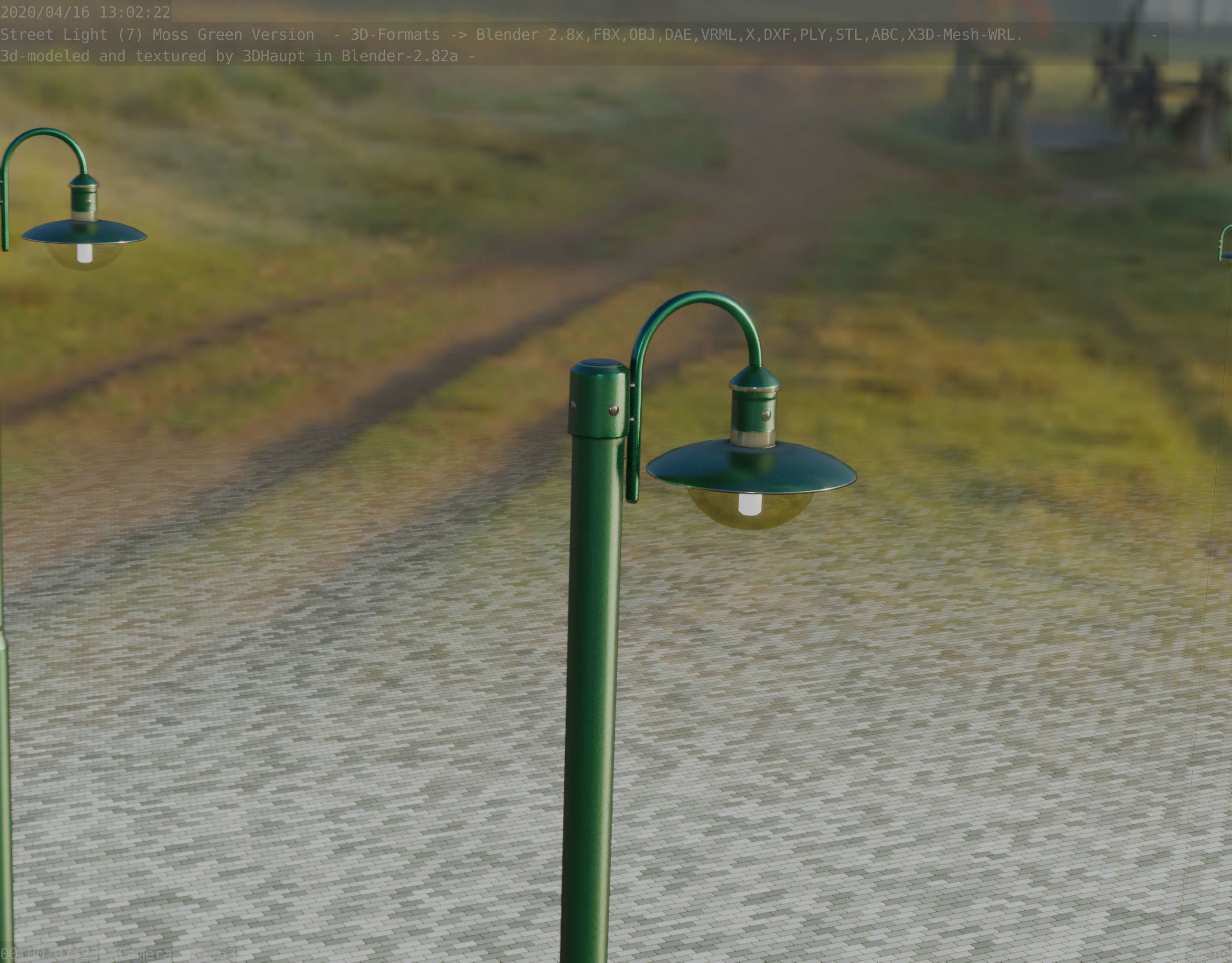 Street Light -7- Moss Green Version -1 Lamp- Low-poly 3D model_91