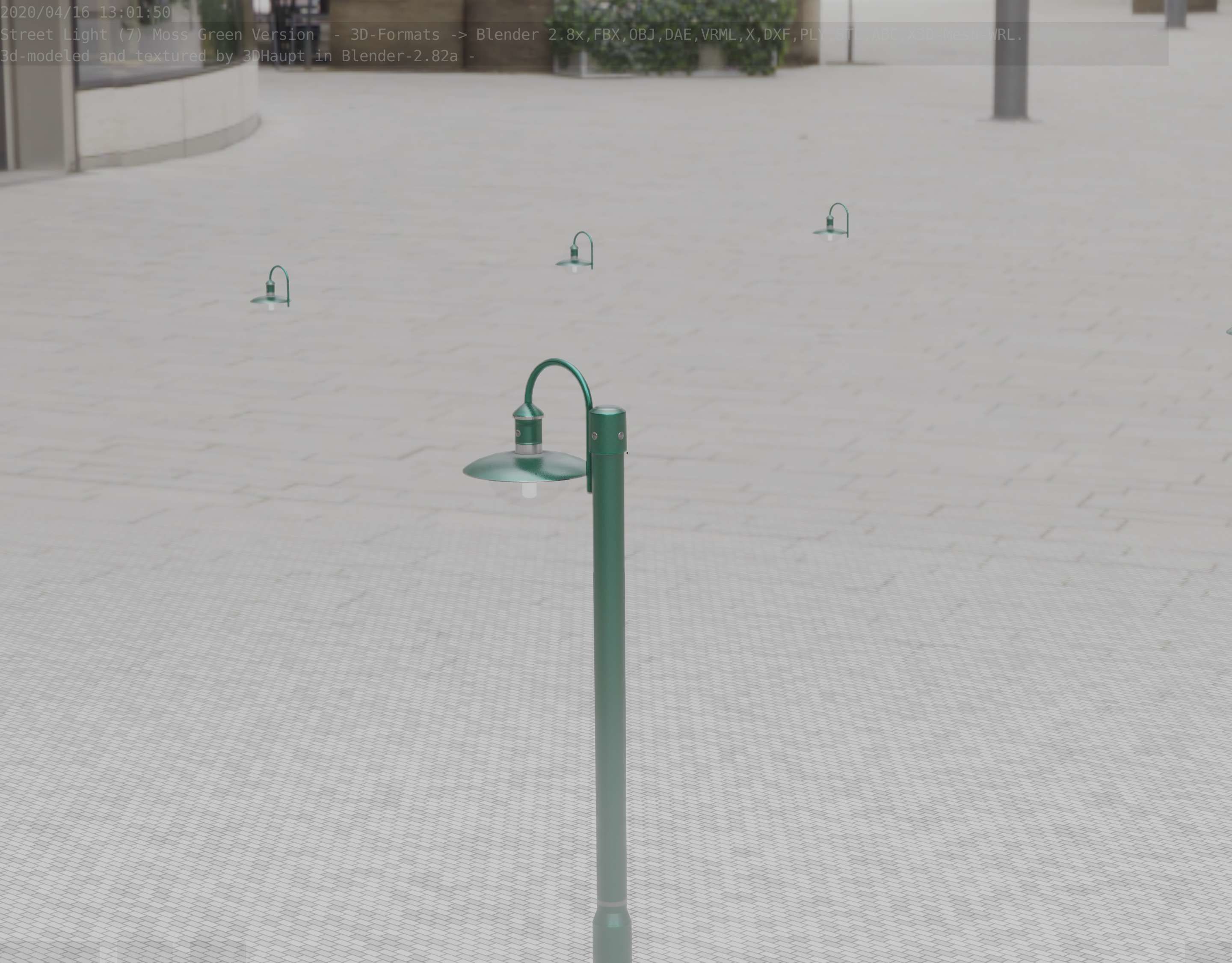 Street Light -7- Moss Green Version -1 Lamp- Low-poly 3D model_76