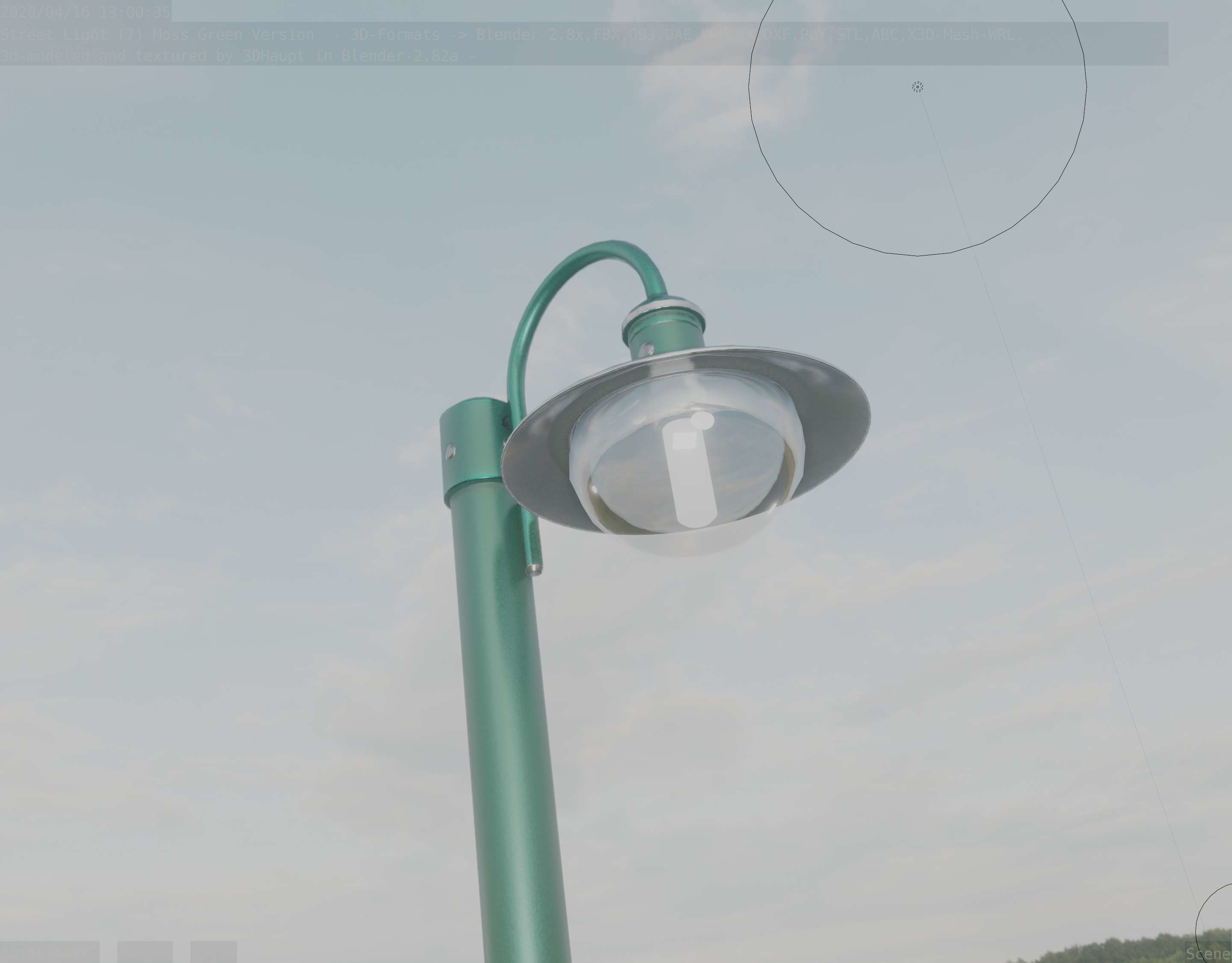Street Light -7- Moss Green Version -1 Lamp- Low-poly 3D model_46