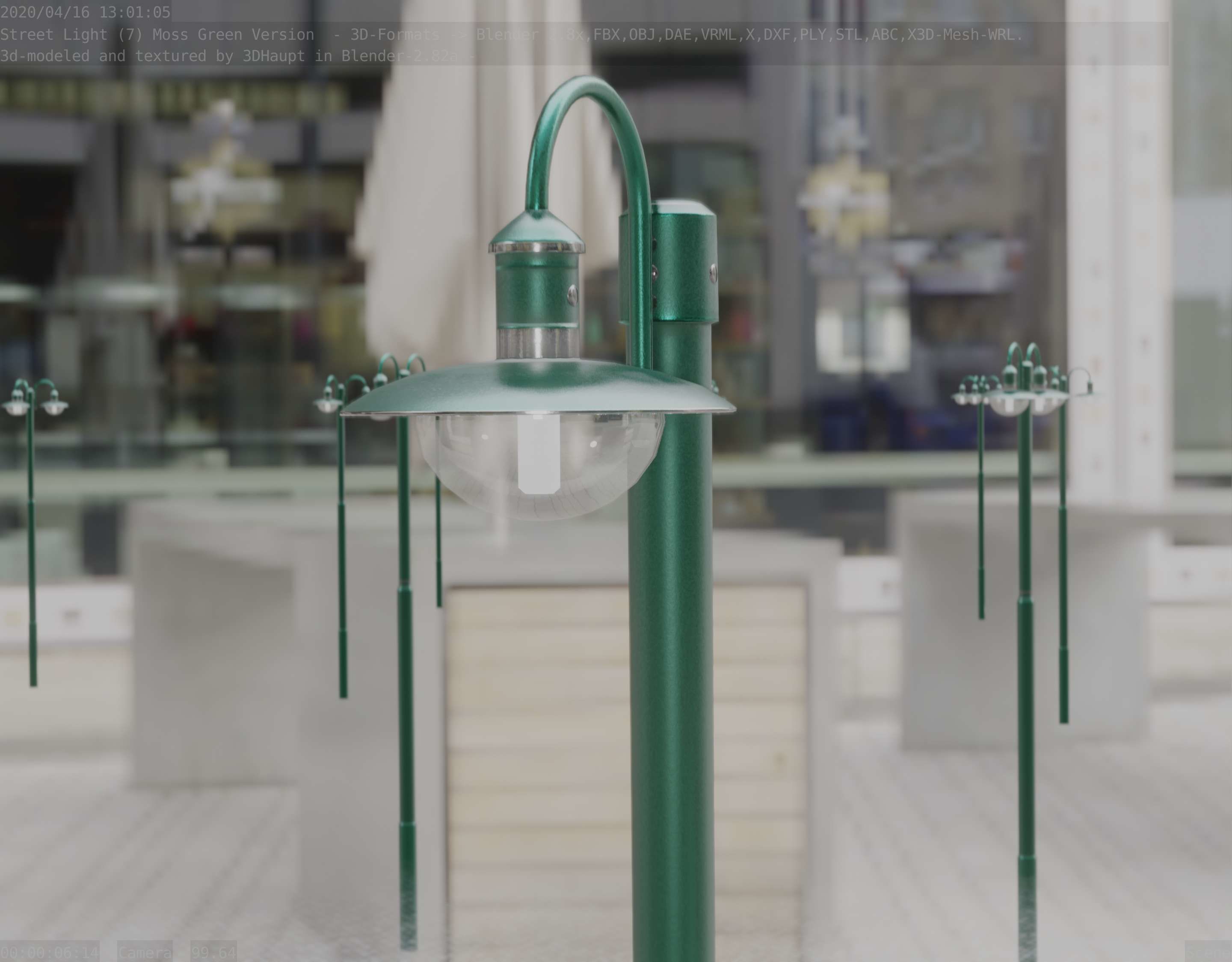 Street Light -7- Moss Green Version -1 Lamp- Low-poly 3D model_58