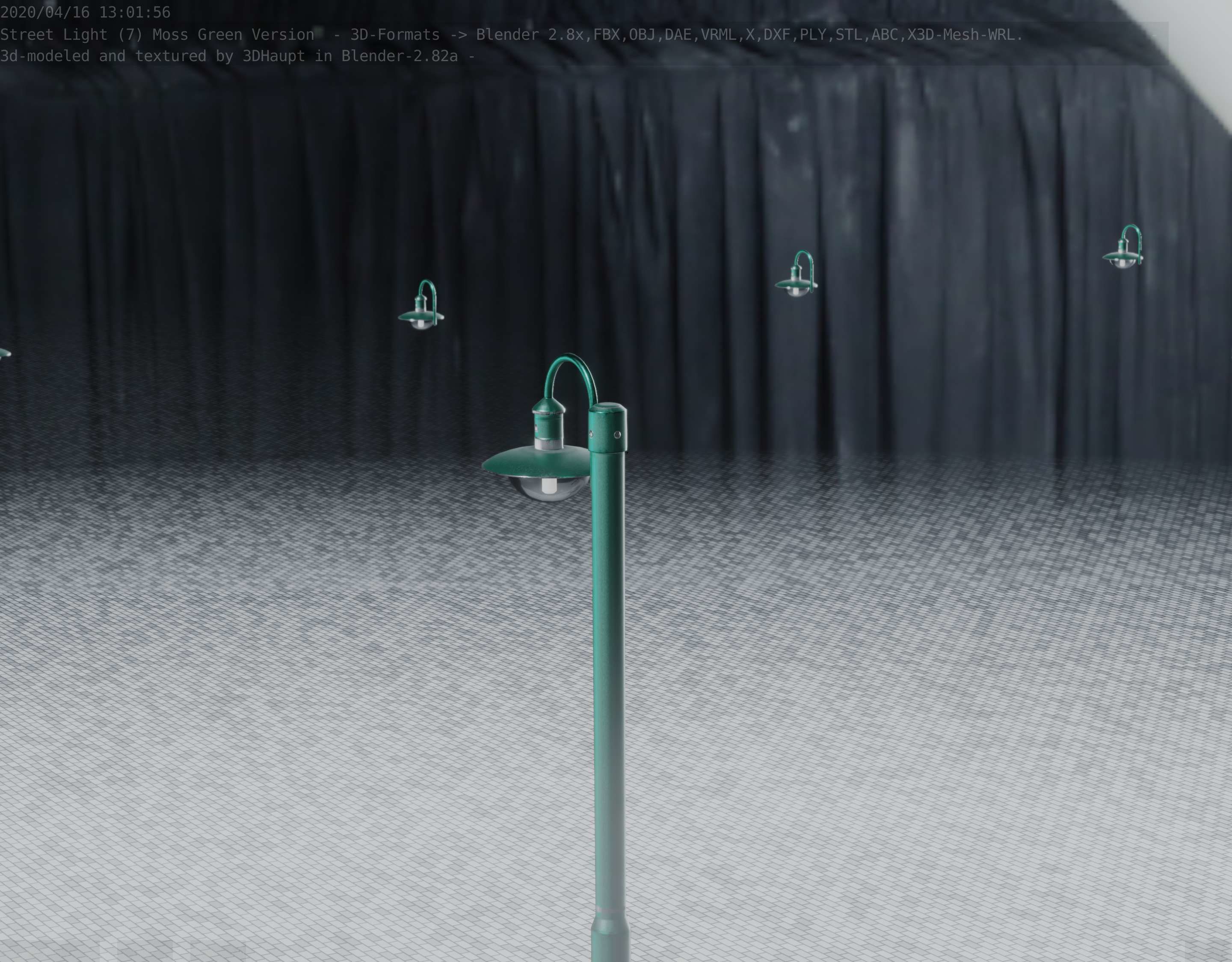 Street Light -7- Moss Green Version -1 Lamp- Low-poly 3D model_78