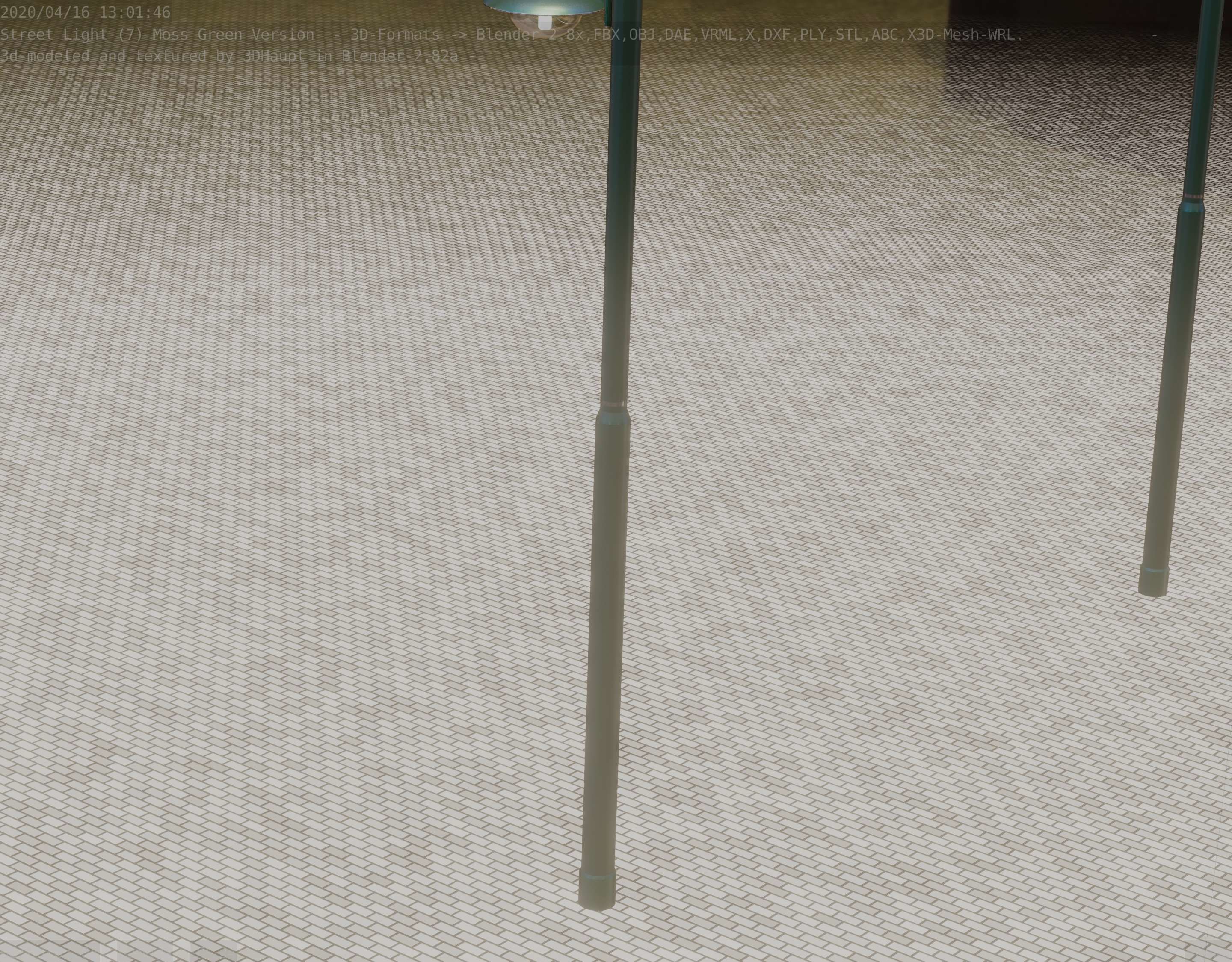 Street Light -7- Moss Green Version -1 Lamp- Low-poly 3D model_75