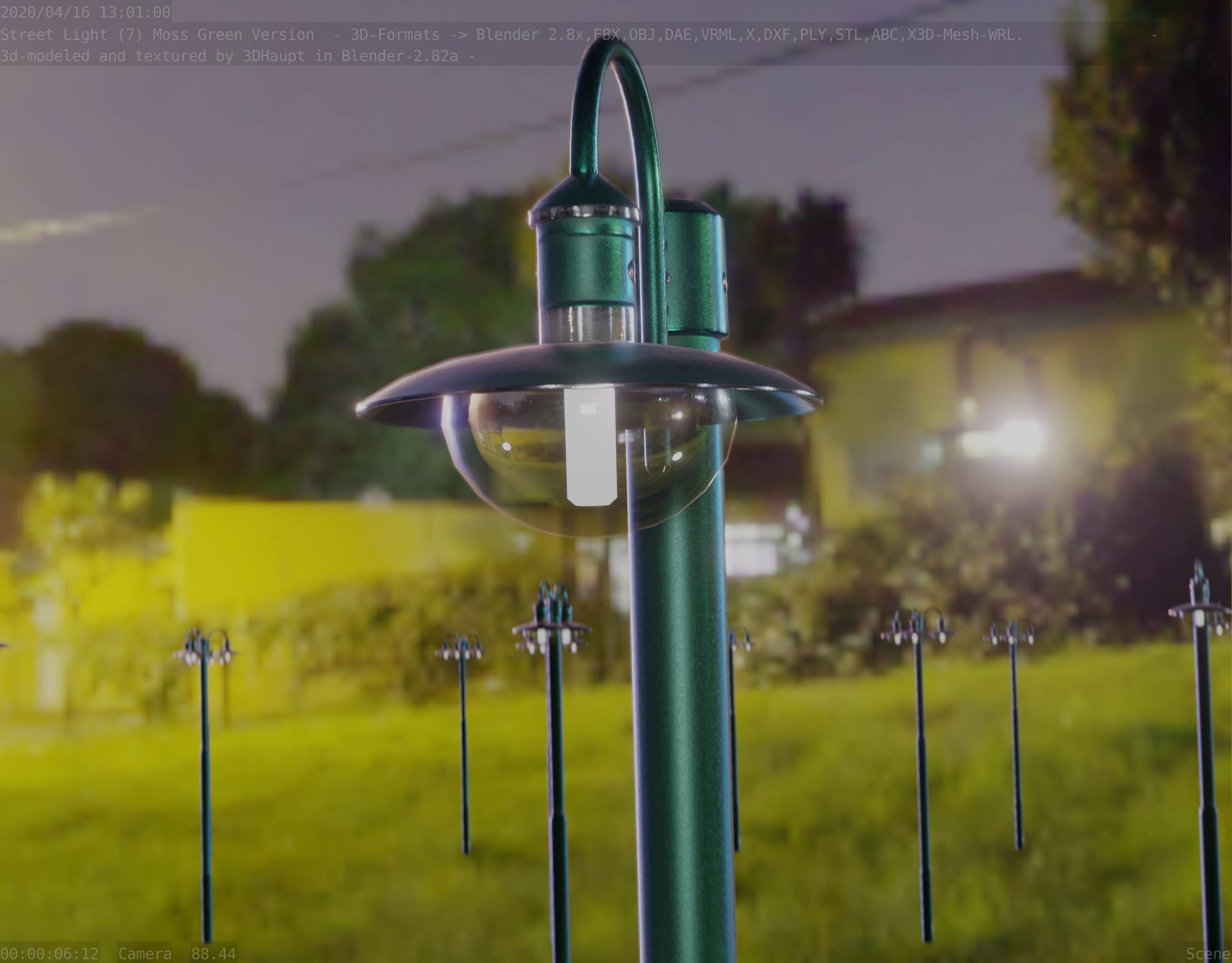 Street Light -7- Moss Green Version -1 Lamp- Low-poly 3D model_56