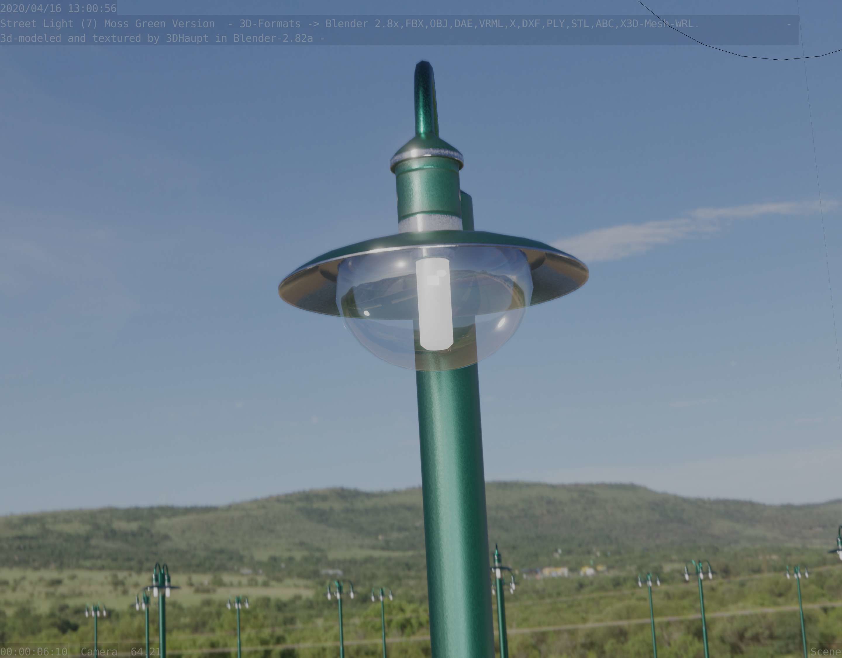 Street Light -7- Moss Green Version -1 Lamp- Low-poly 3D model_54