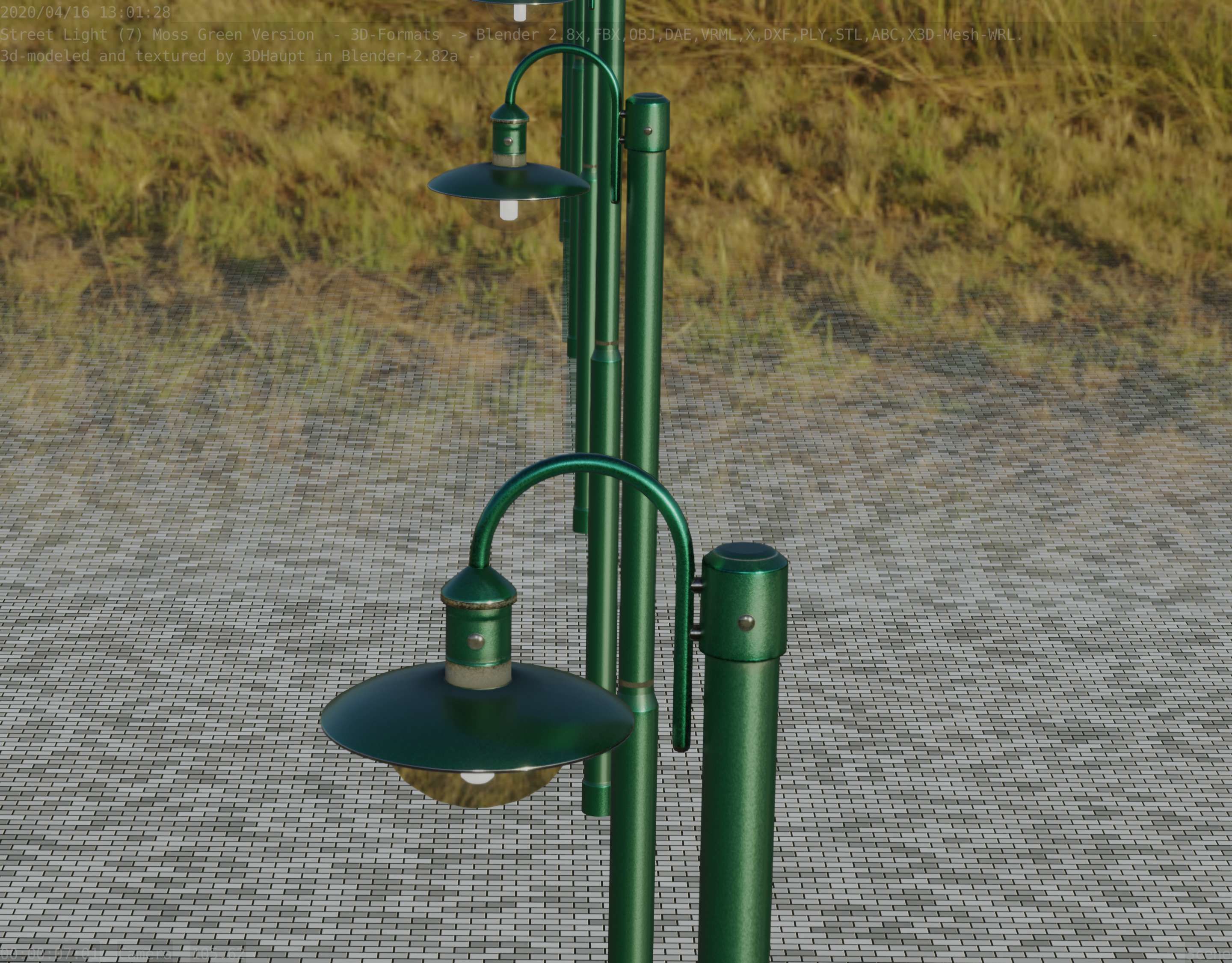 Street Light -7- Moss Green Version -1 Lamp- Low-poly 3D model_69