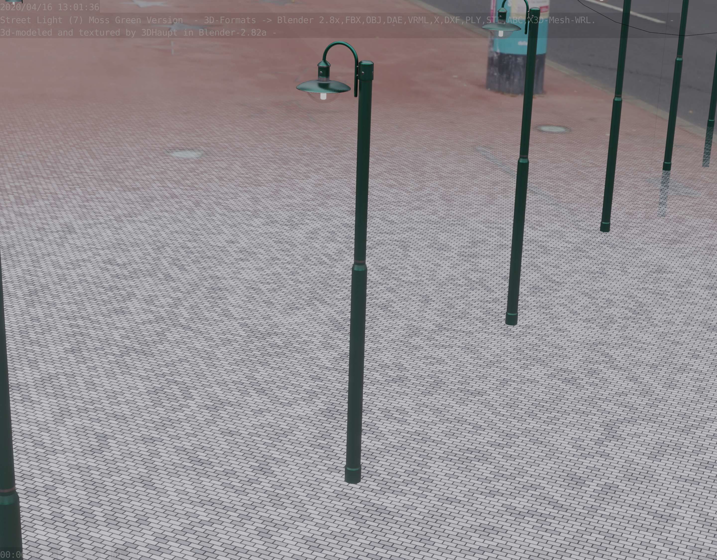 Street Light -7- Moss Green Version -1 Lamp- Low-poly 3D model_73