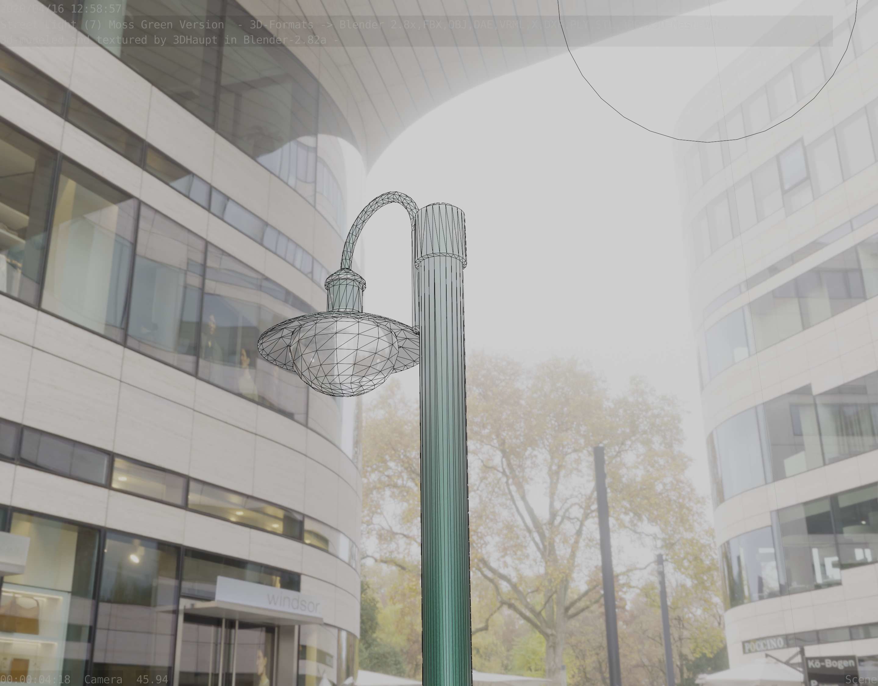 Street Light -7- Moss Green Version -1 Lamp- Low-poly 3D model_17