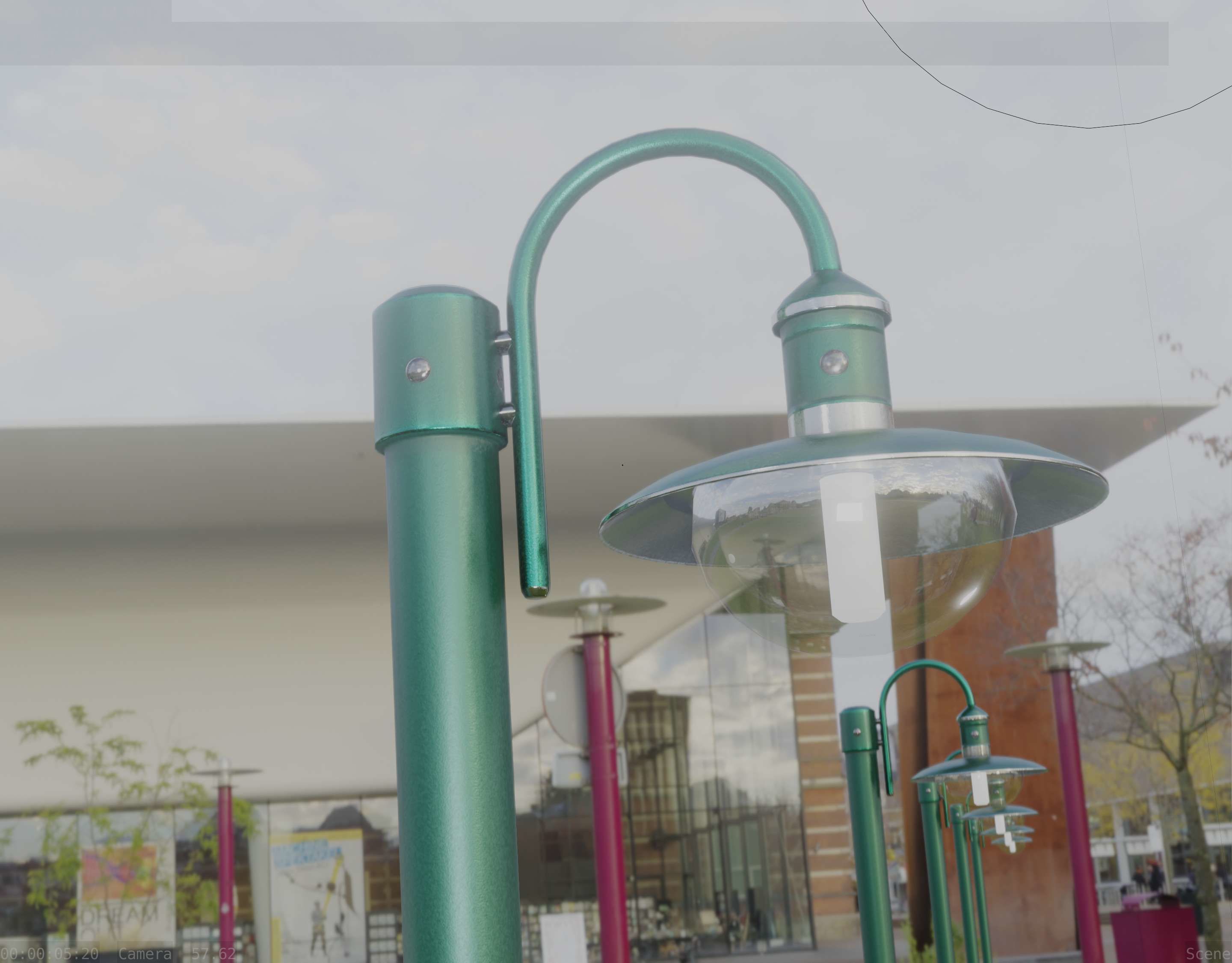 Street Light -7- Moss Green Version -1 Lamp- Low-poly 3D model_12