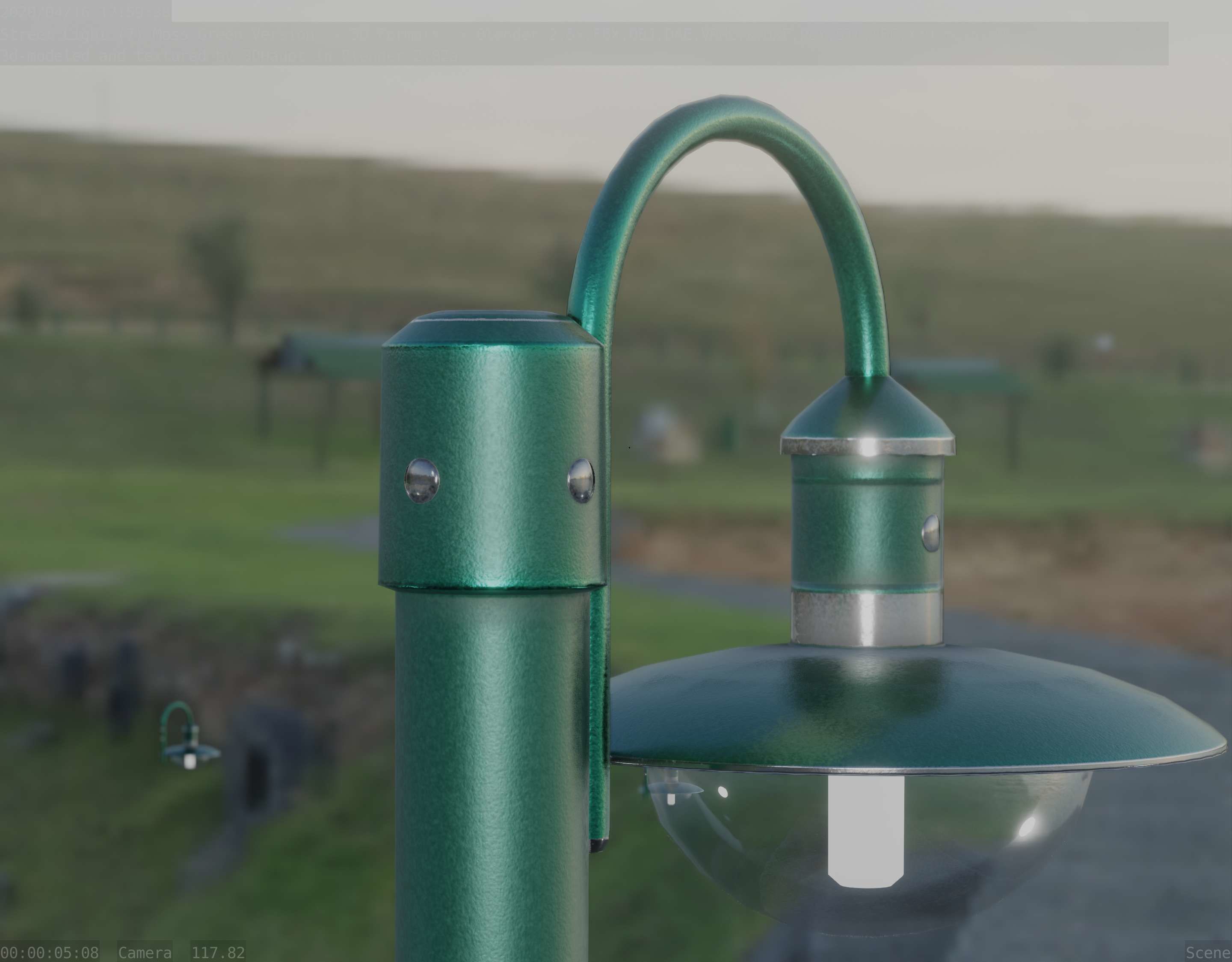 Street Light -7- Moss Green Version -1 Lamp- Low-poly 3D model_41