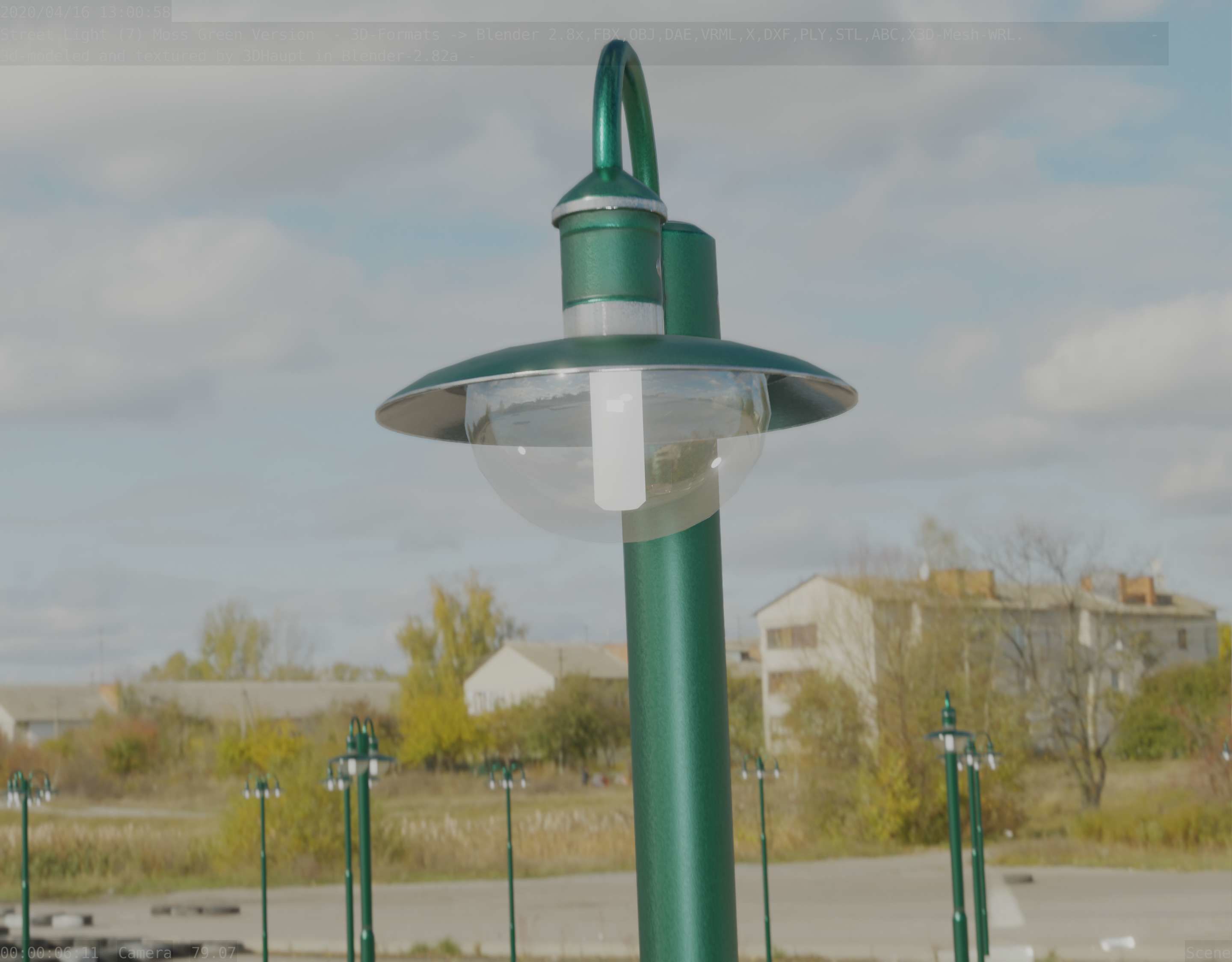 Street Light -7- Moss Green Version -1 Lamp- Low-poly 3D model_55