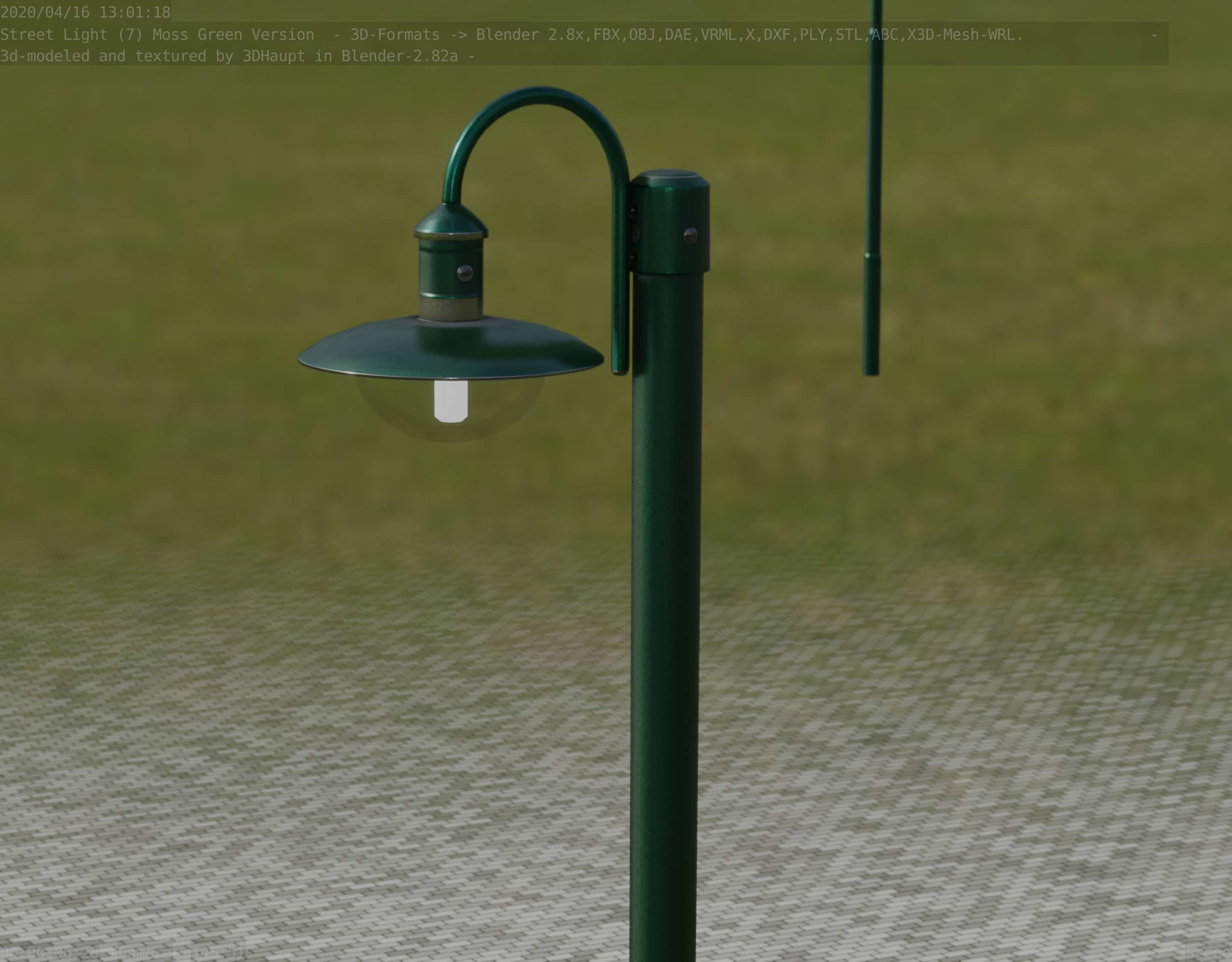 Street Light -7- Moss Green Version -1 Lamp- Low-poly 3D model_64