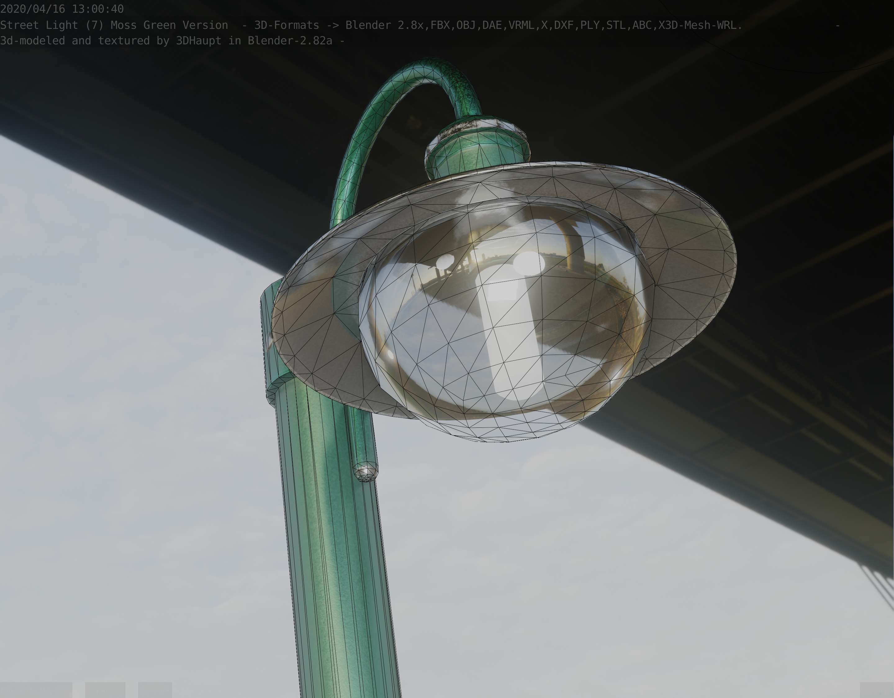 Street Light -7- Moss Green Version -1 Lamp- Low-poly 3D model_48