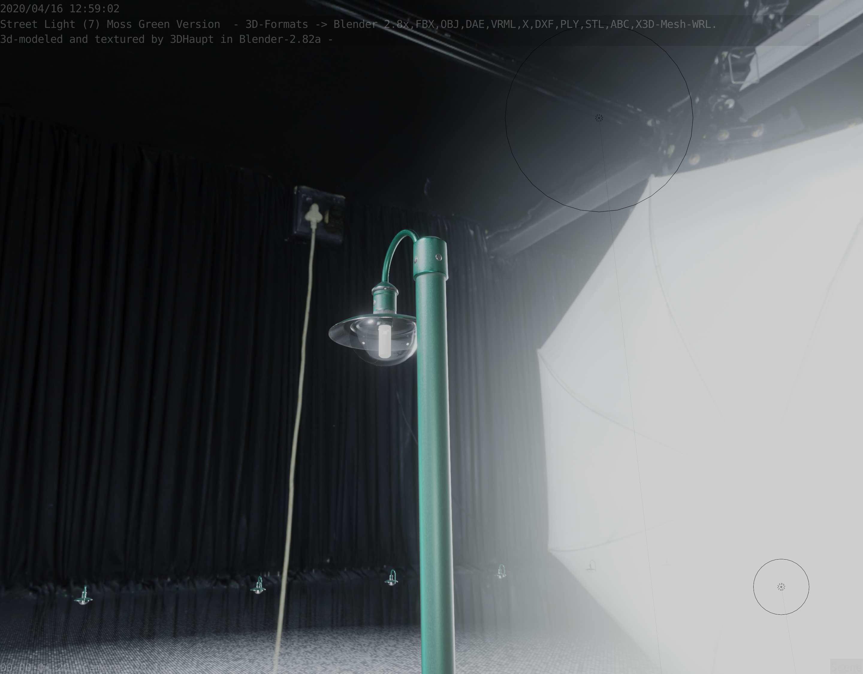 Street Light -7- Moss Green Version -1 Lamp- Low-poly 3D model_19