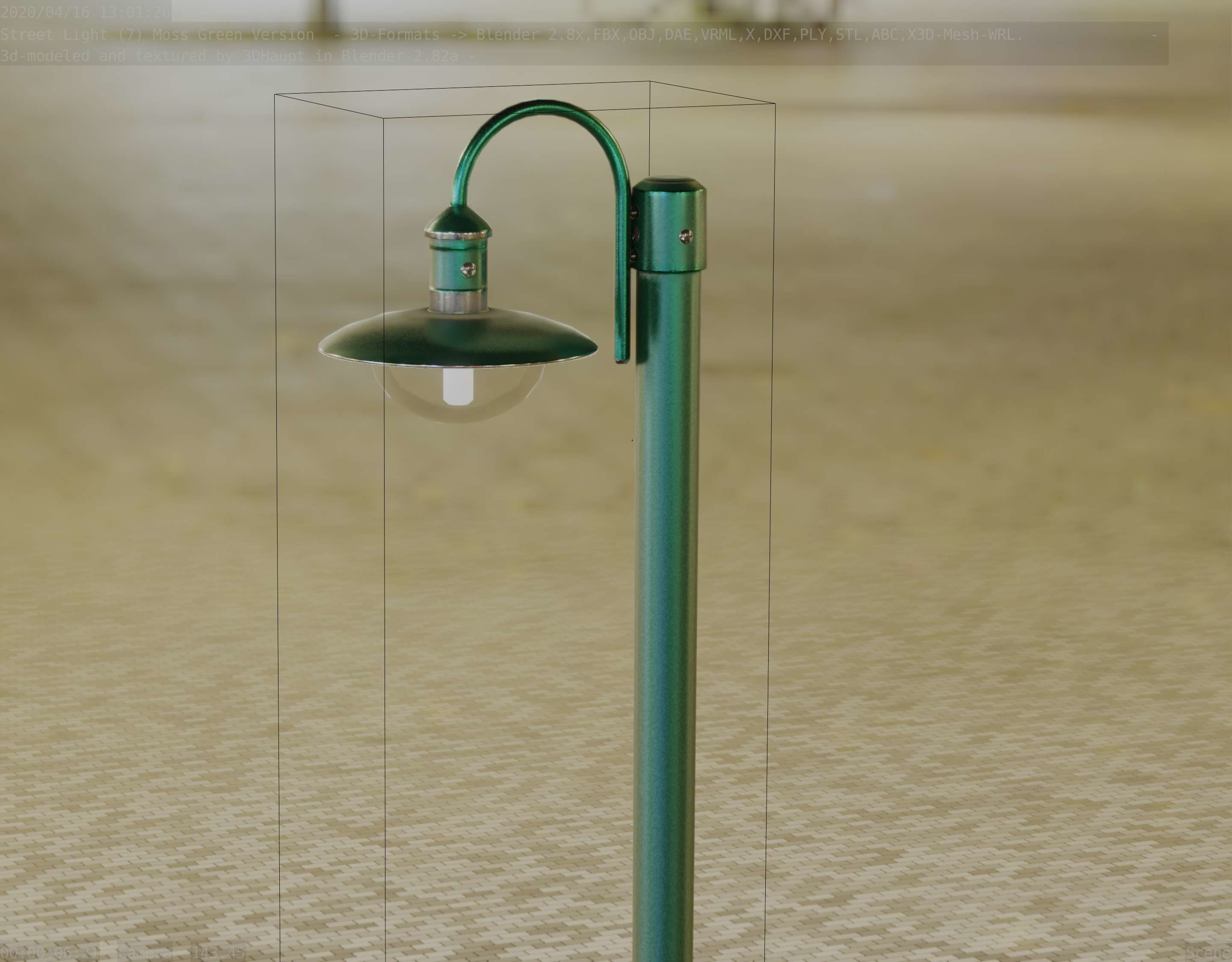 Street Light -7- Moss Green Version -1 Lamp- Low-poly 3D model_65