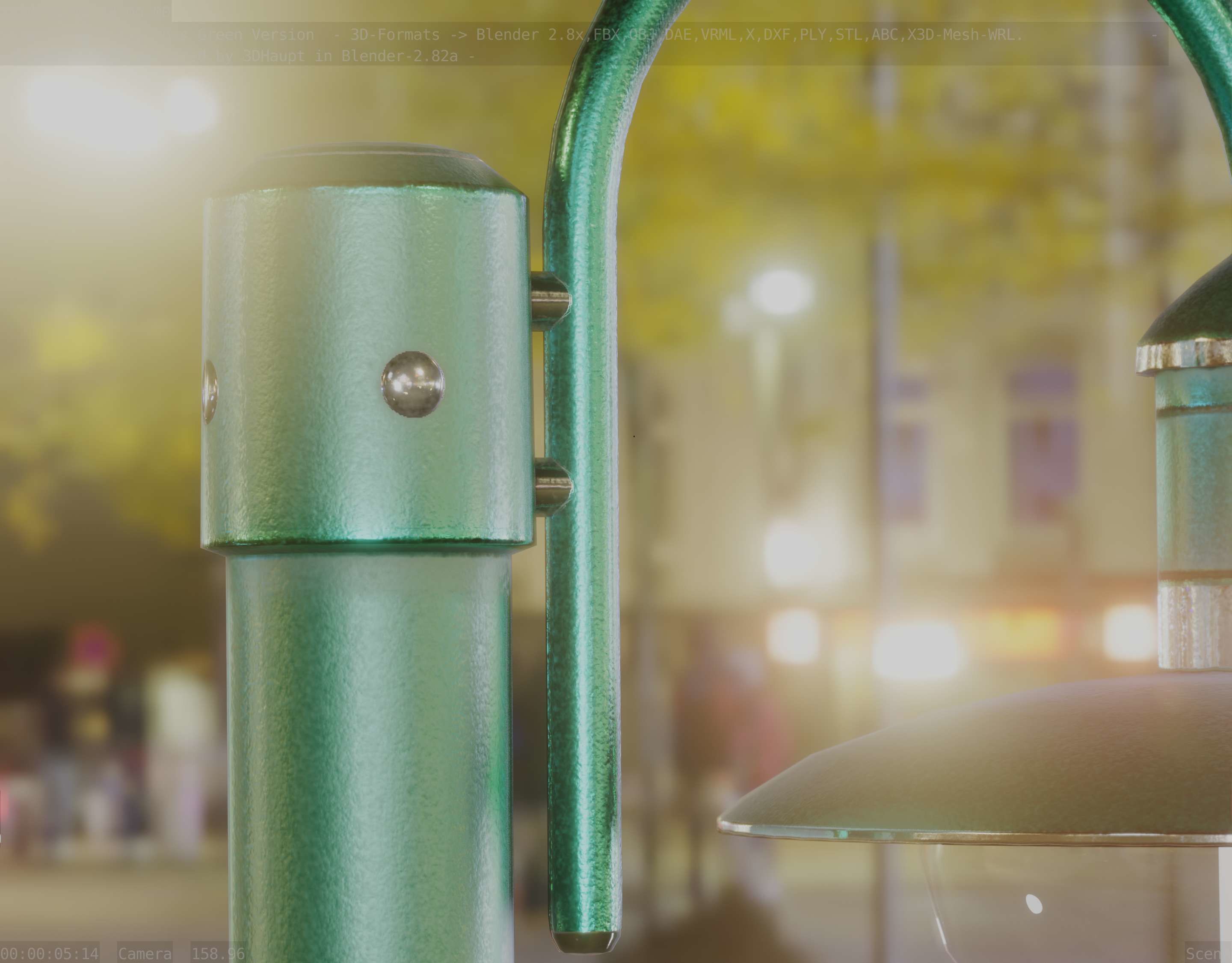 Street Light -7- Moss Green Version -1 Lamp- Low-poly 3D model_6