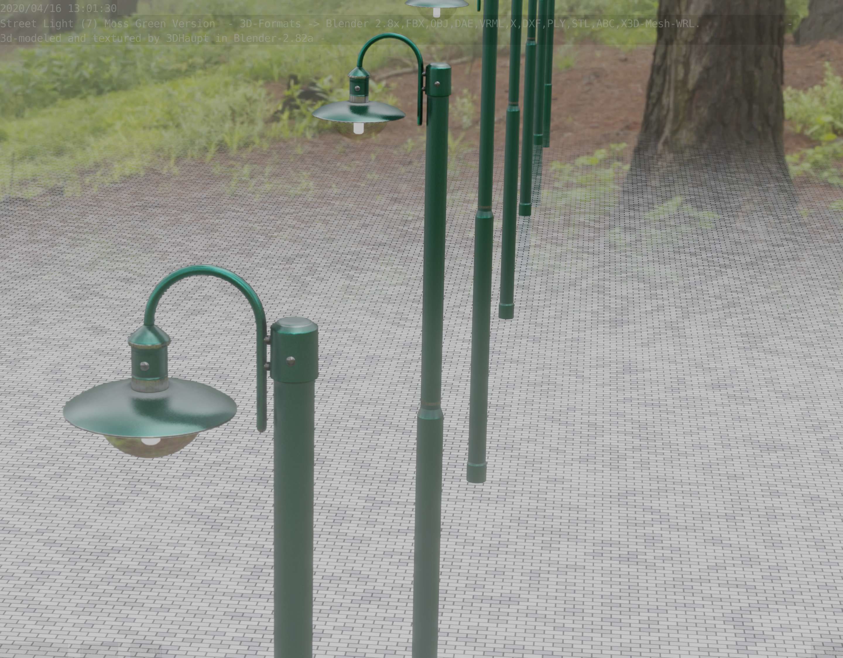 Street Light -7- Moss Green Version -1 Lamp- Low-poly 3D model_70