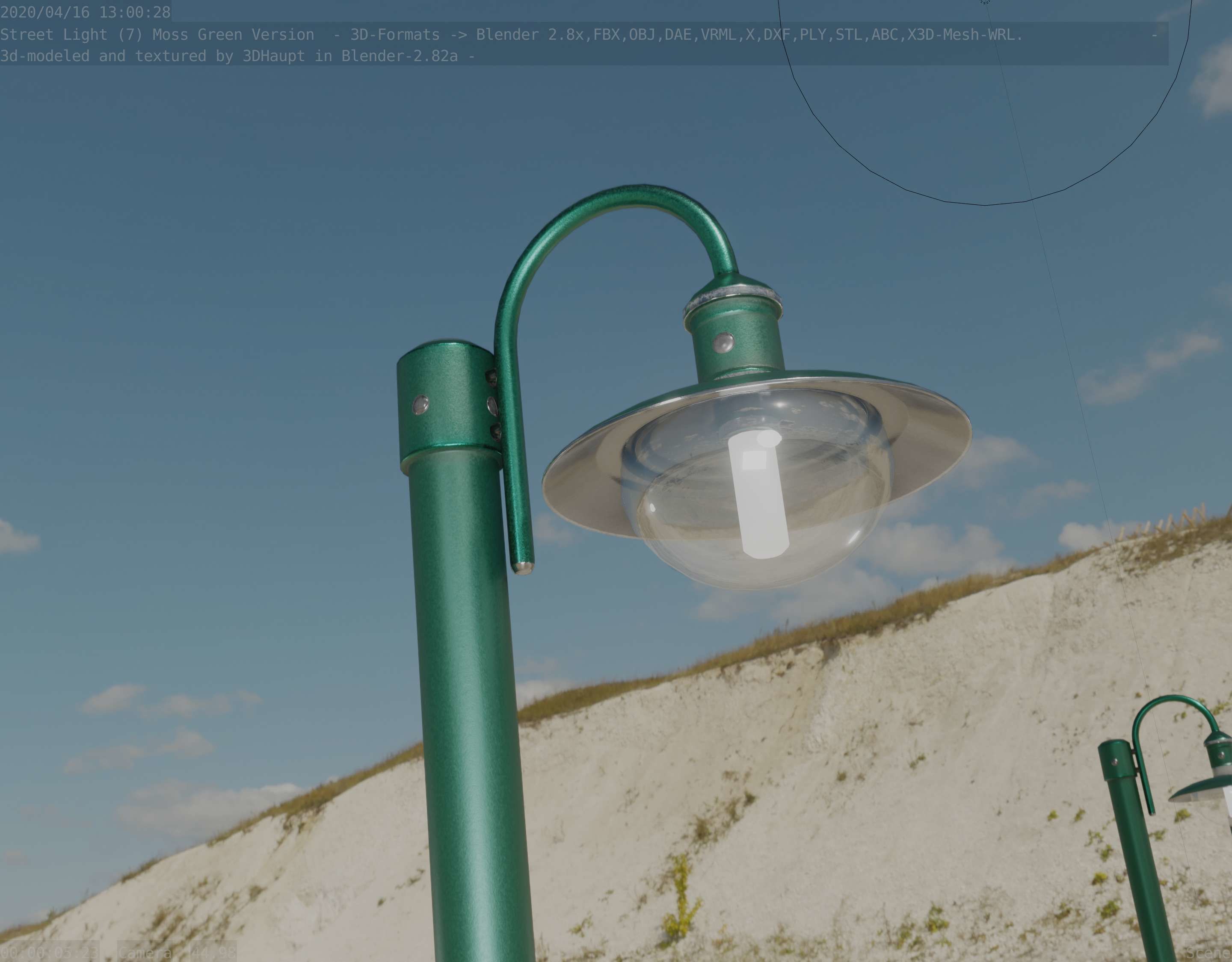 Street Light -7- Moss Green Version -1 Lamp- Low-poly 3D model_43