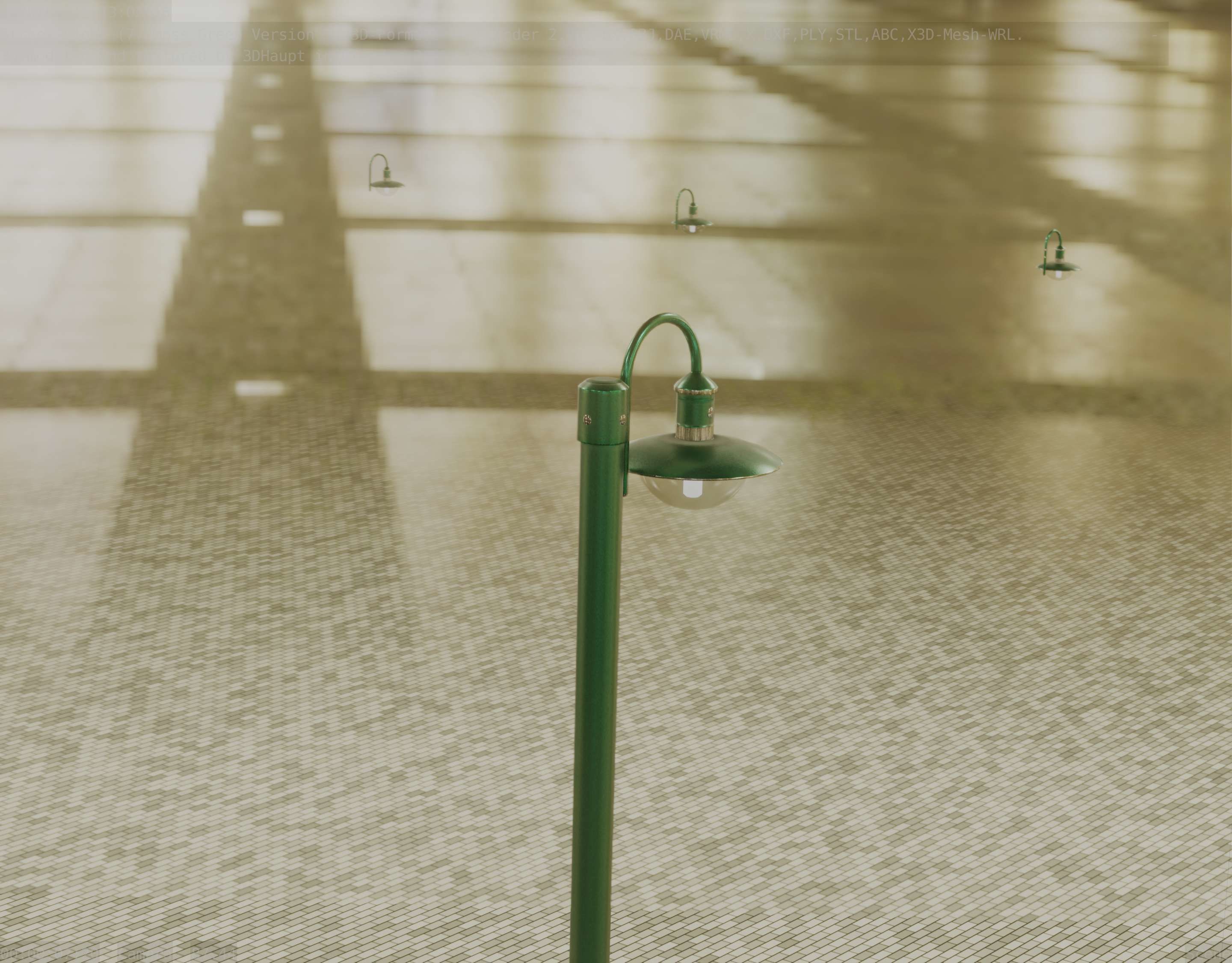 Street Light -7- Moss Green Version -1 Lamp- Low-poly 3D model_88