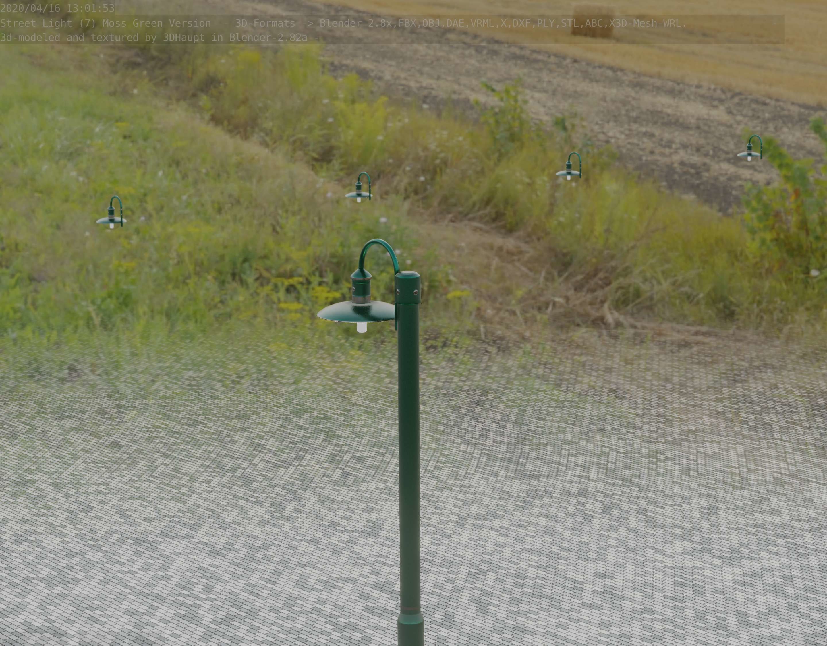 Street Light -7- Moss Green Version -1 Lamp- Low-poly 3D model_77