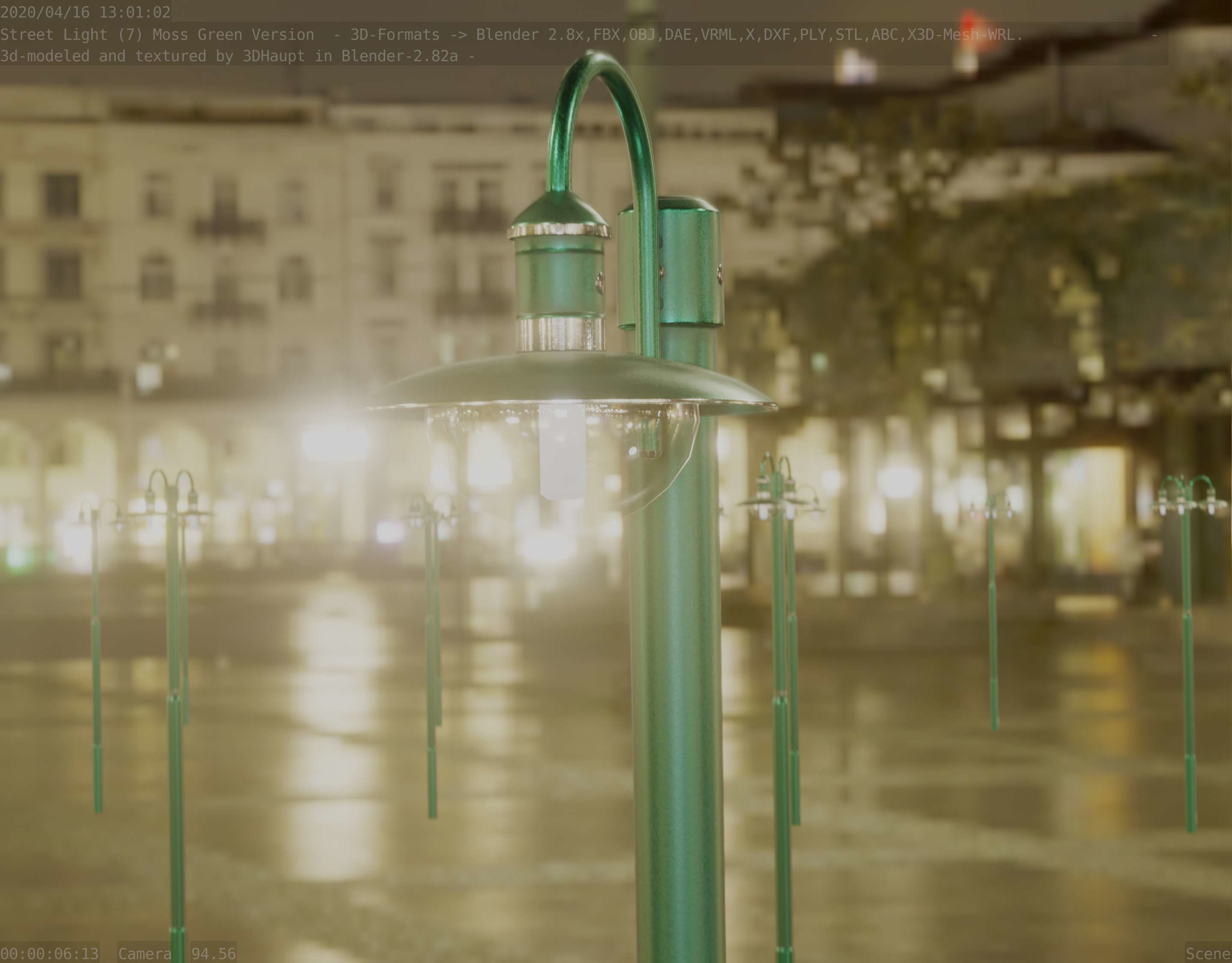 Street Light -7- Moss Green Version -1 Lamp- Low-poly 3D model_57