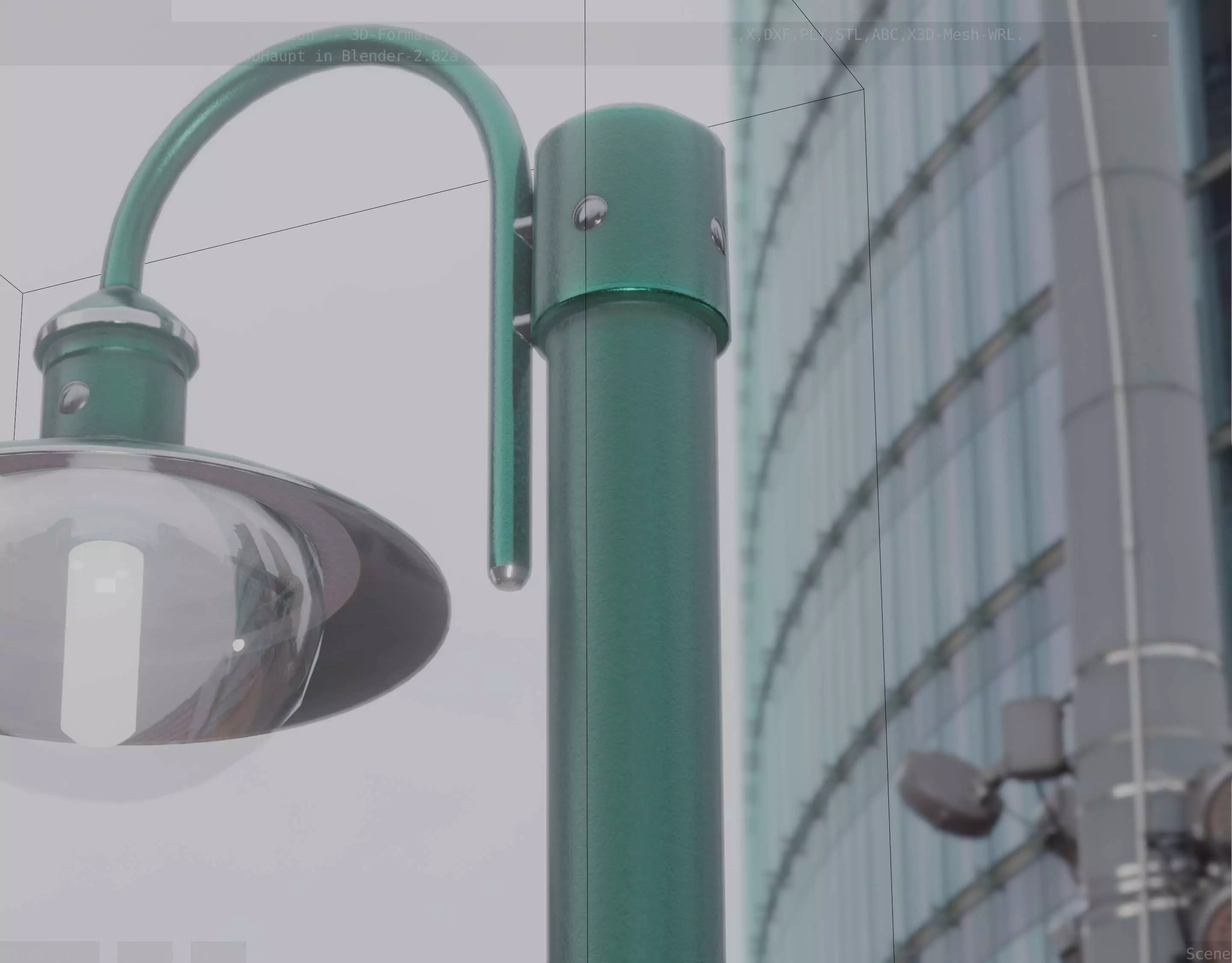 Street Light -7- Moss Green Version -1 Lamp- Low-poly 3D model_0