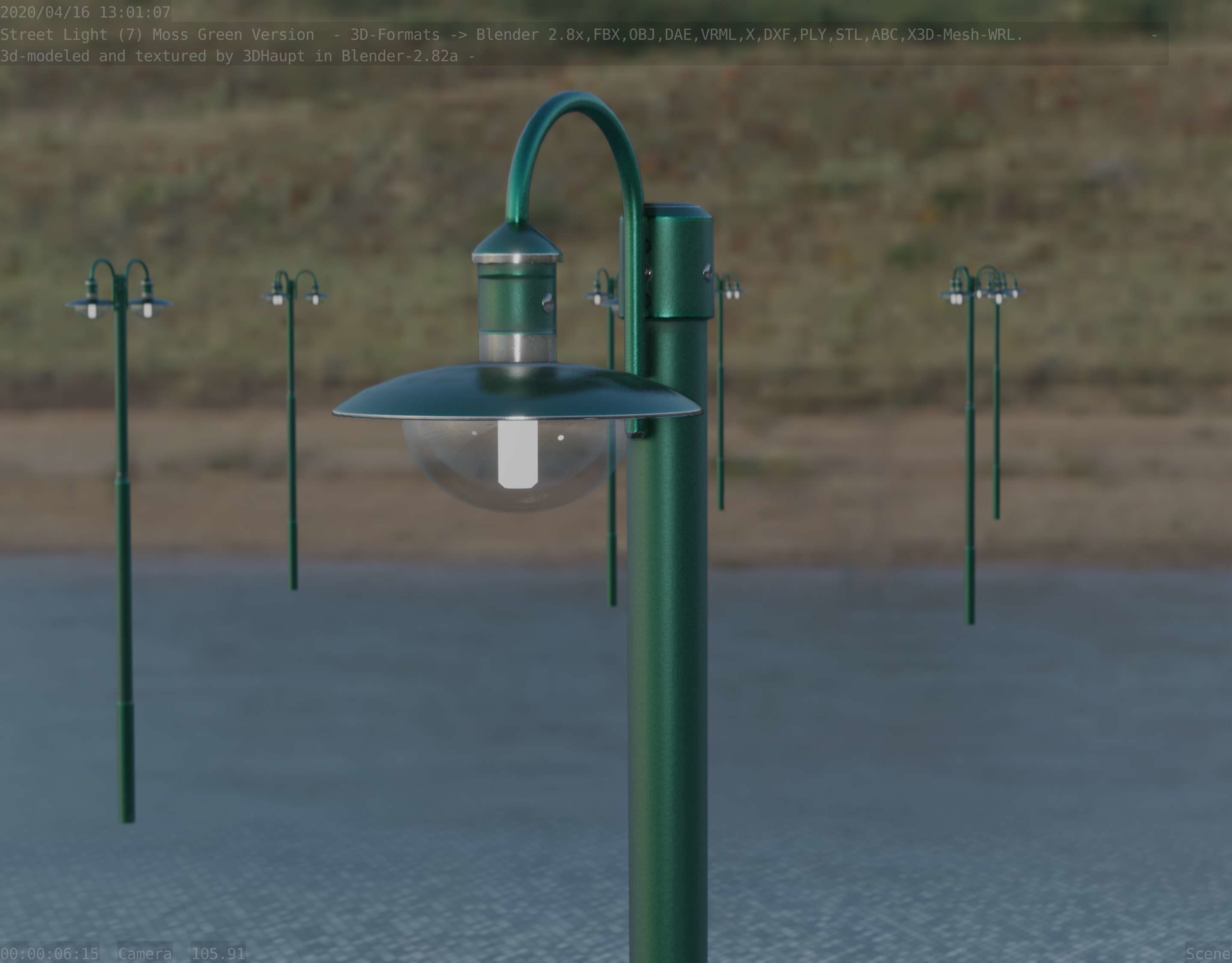 Street Light -7- Moss Green Version -1 Lamp- Low-poly 3D model_59