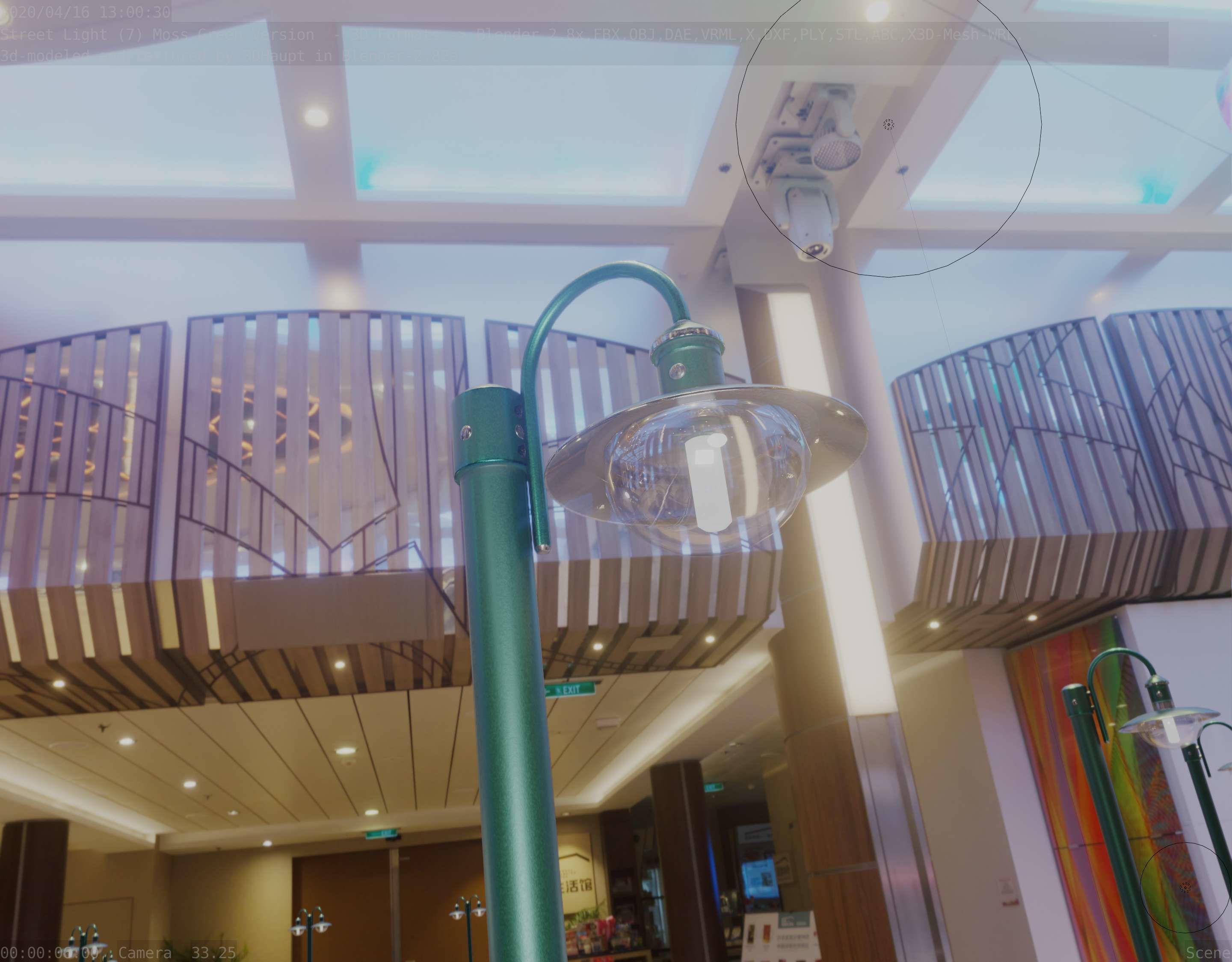 Street Light -7- Moss Green Version -1 Lamp- Low-poly 3D model_44