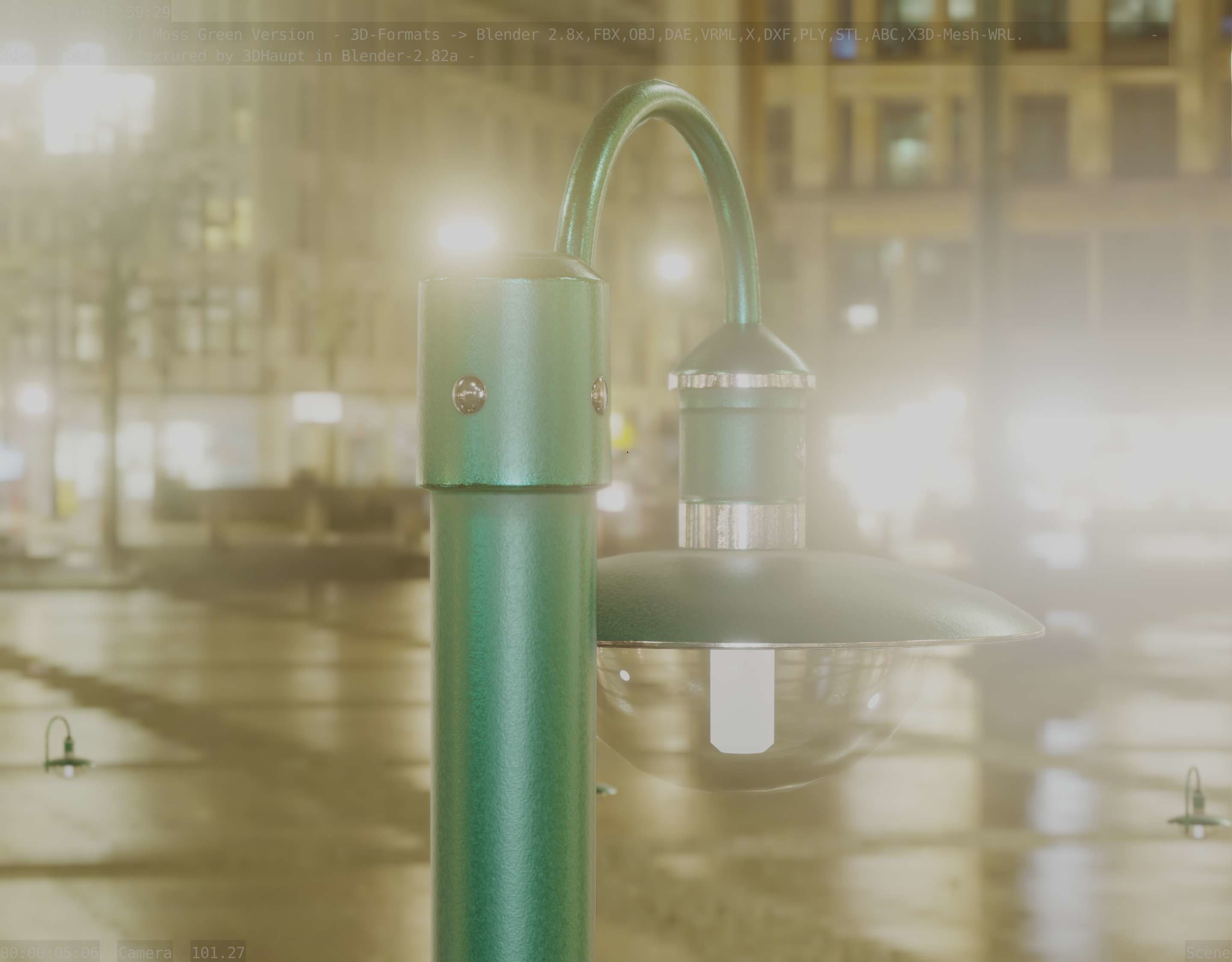 Street Light -7- Moss Green Version -1 Lamp- Low-poly 3D model_39