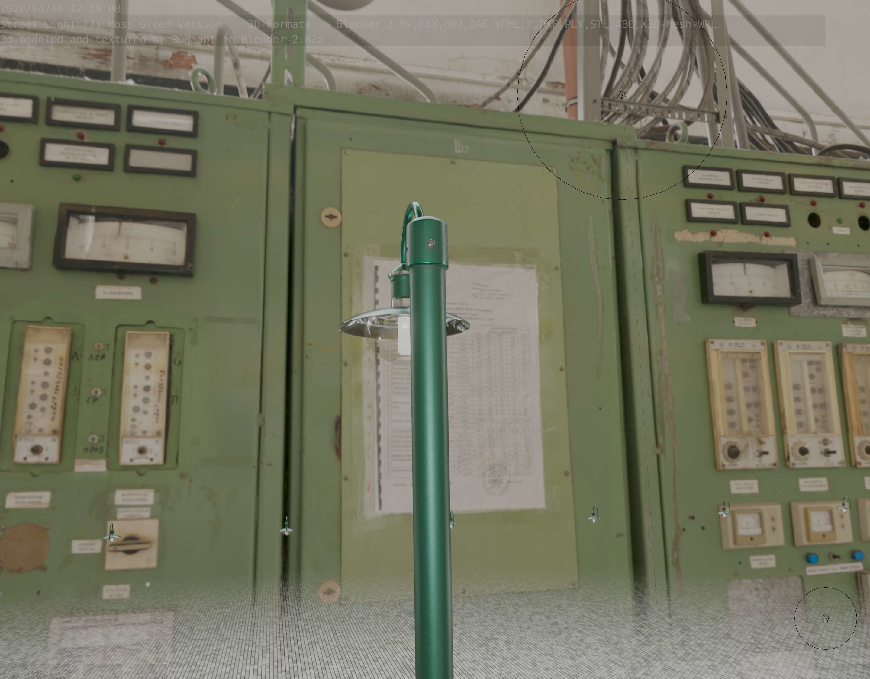 Street Light -7- Moss Green Version -1 Lamp- Low-poly 3D model_32