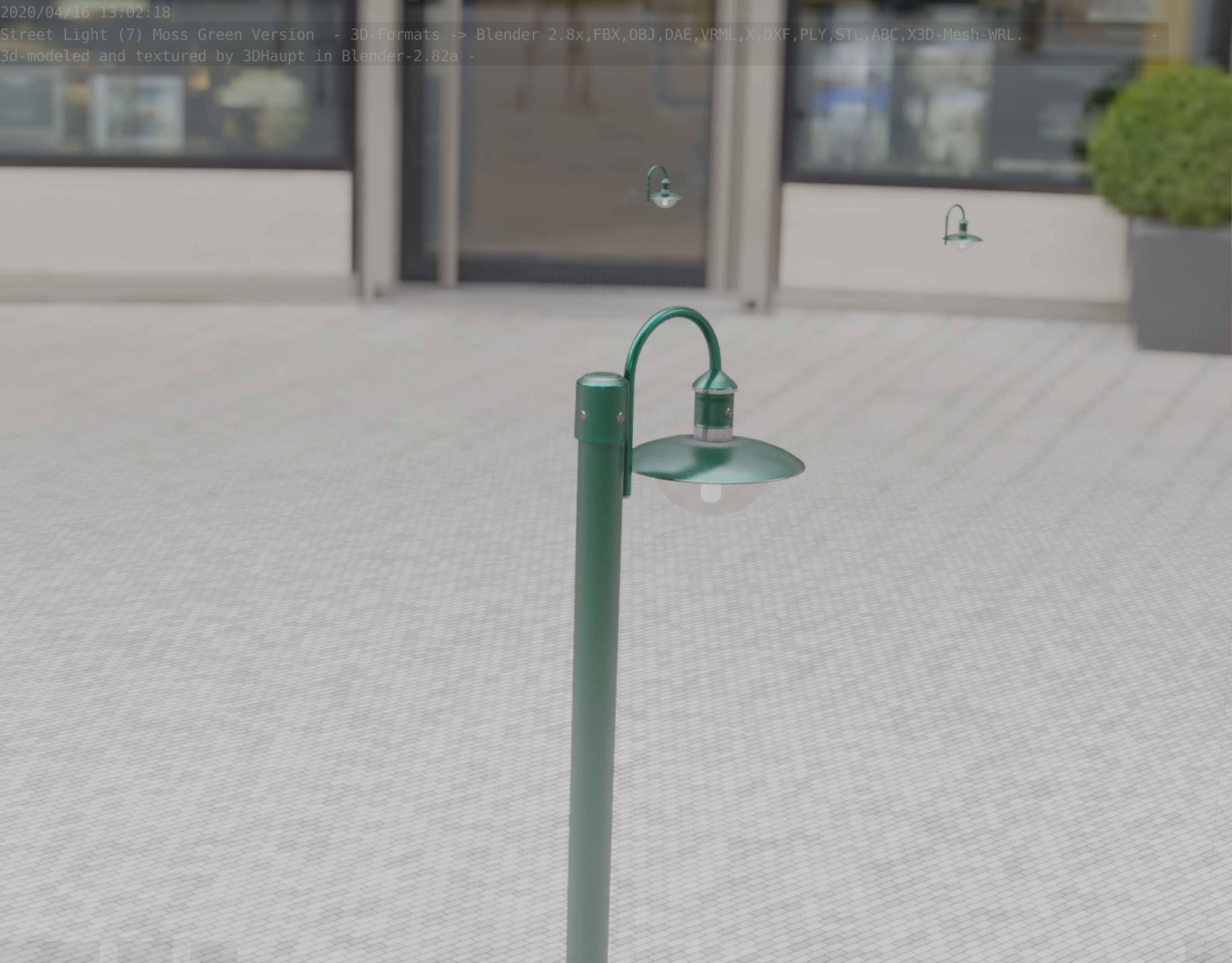 Street Light -7- Moss Green Version -1 Lamp- Low-poly 3D model_89
