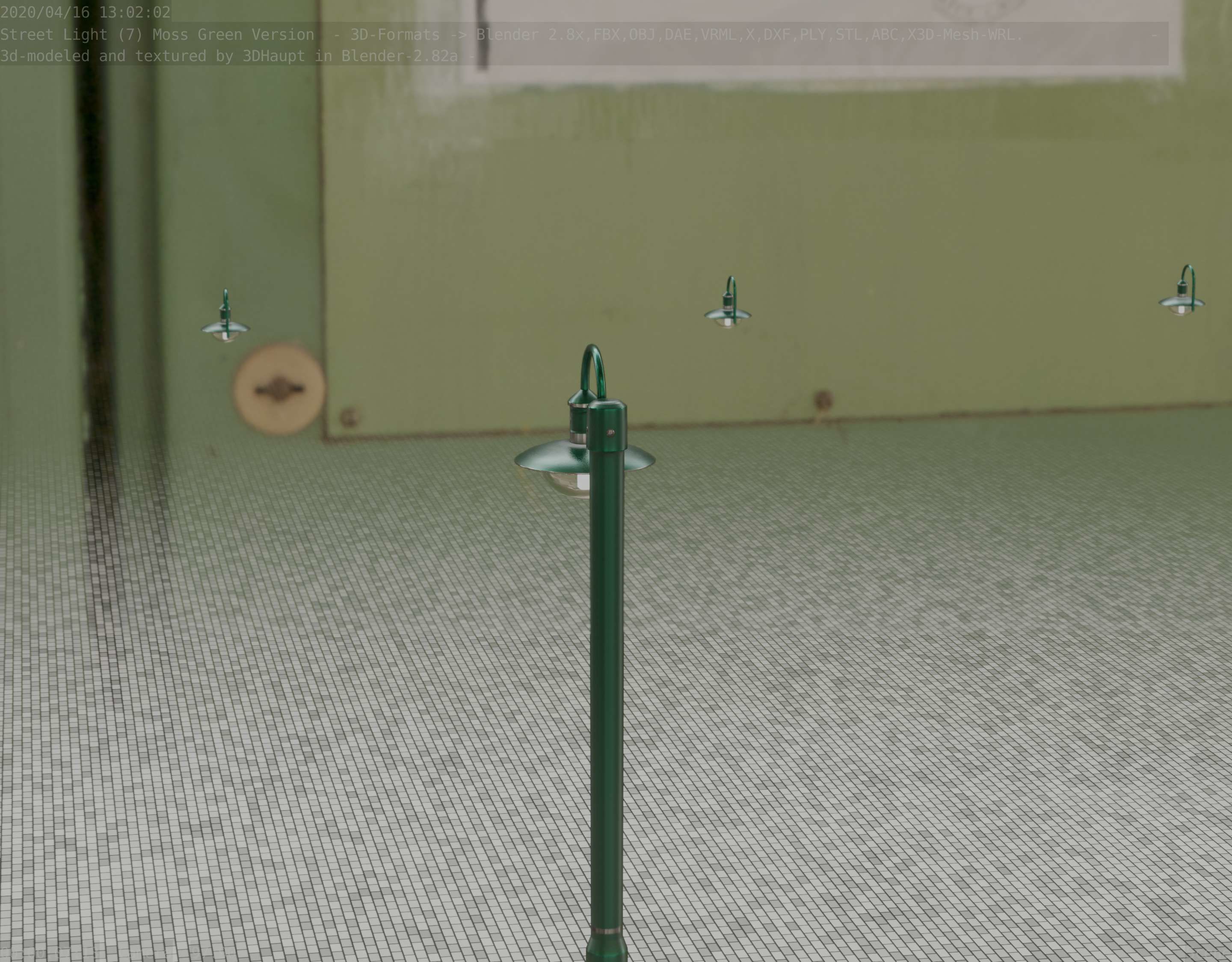 Street Light -7- Moss Green Version -1 Lamp- Low-poly 3D model_81