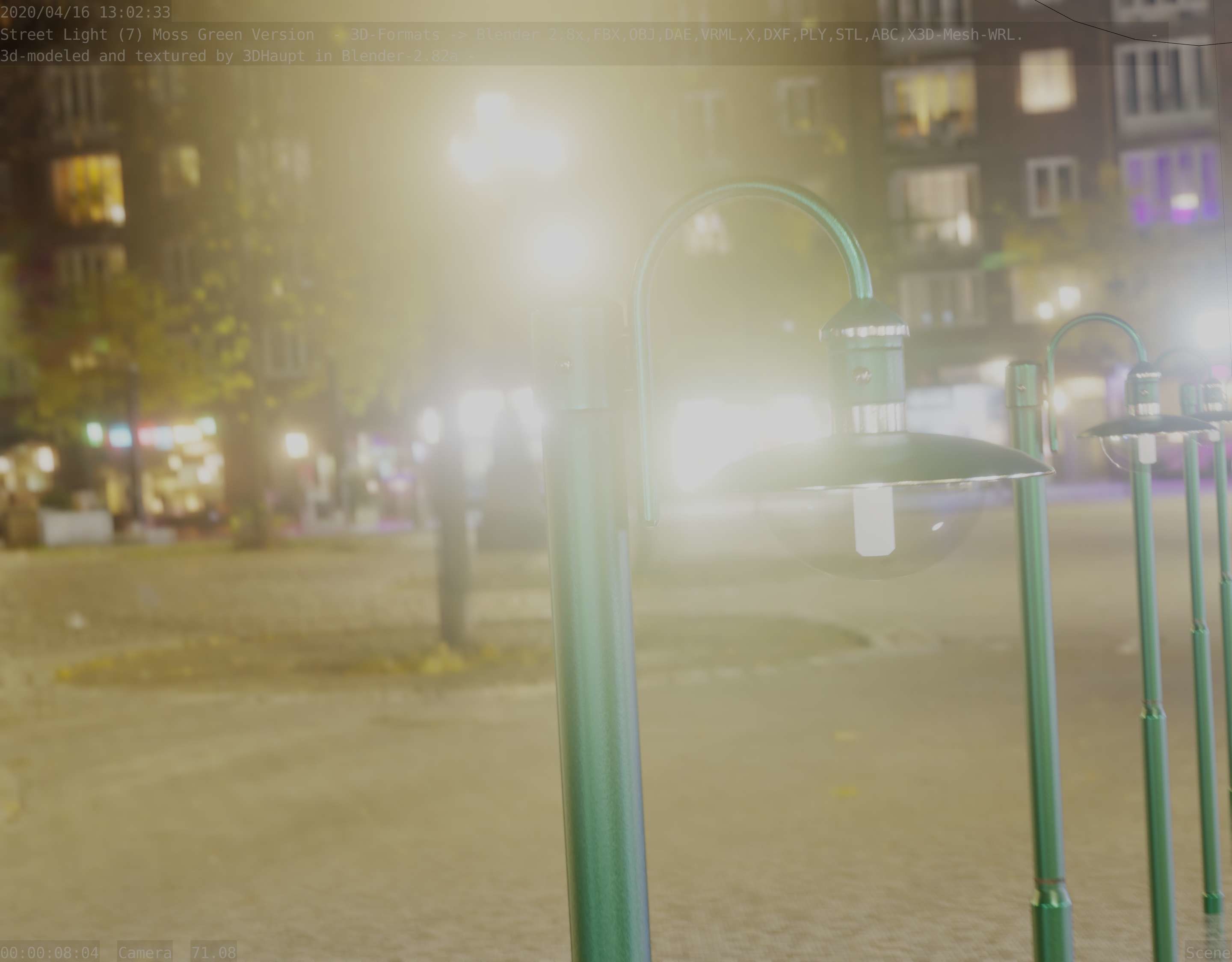 Street Light -7- Moss Green Version -1 Lamp- Low-poly 3D model_96