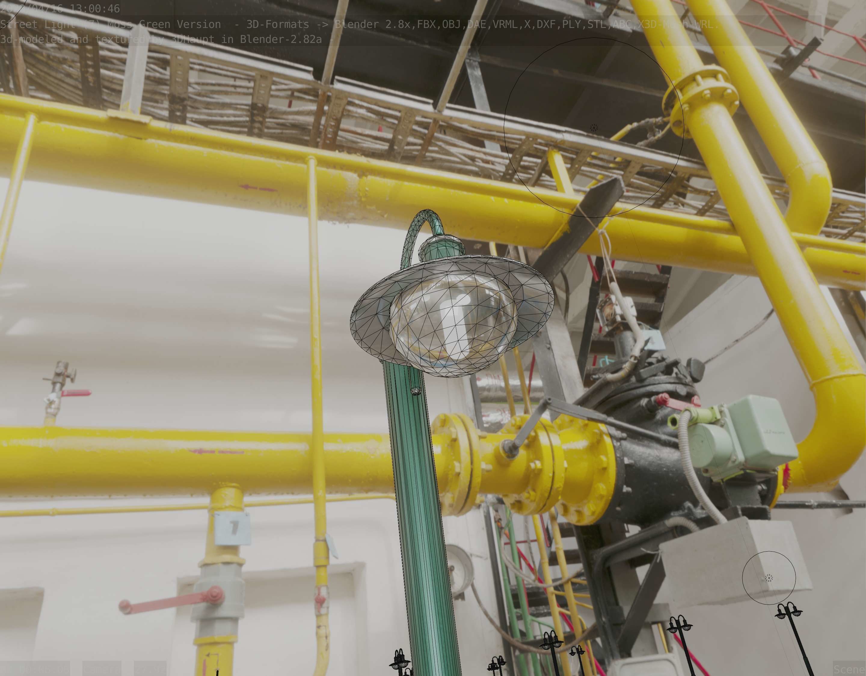 Street Light -7- Moss Green Version -1 Lamp- Low-poly 3D model_50