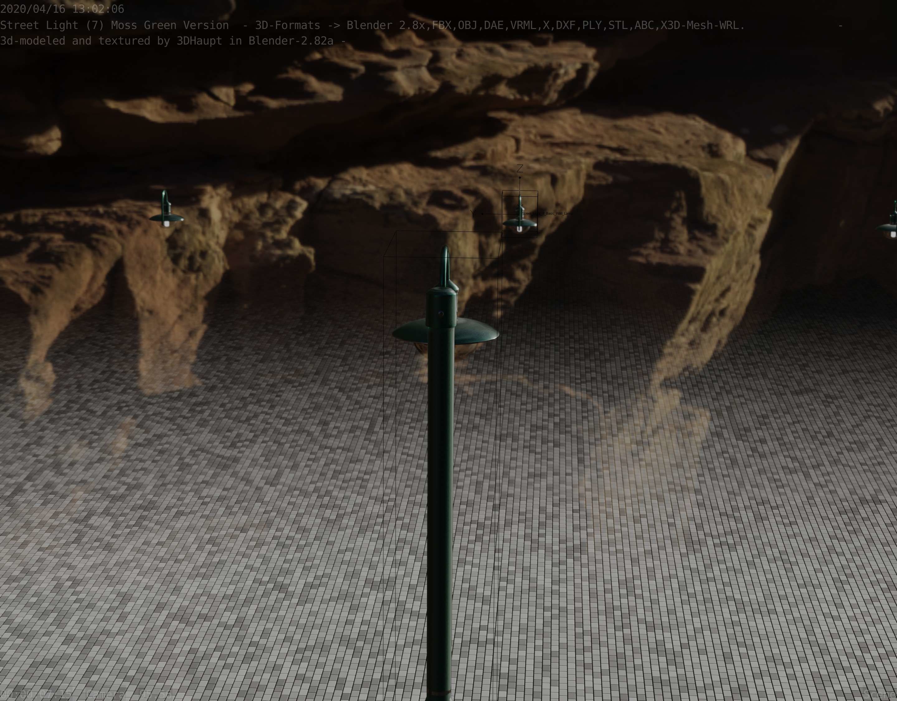 Street Light -7- Moss Green Version -1 Lamp- Low-poly 3D model_83