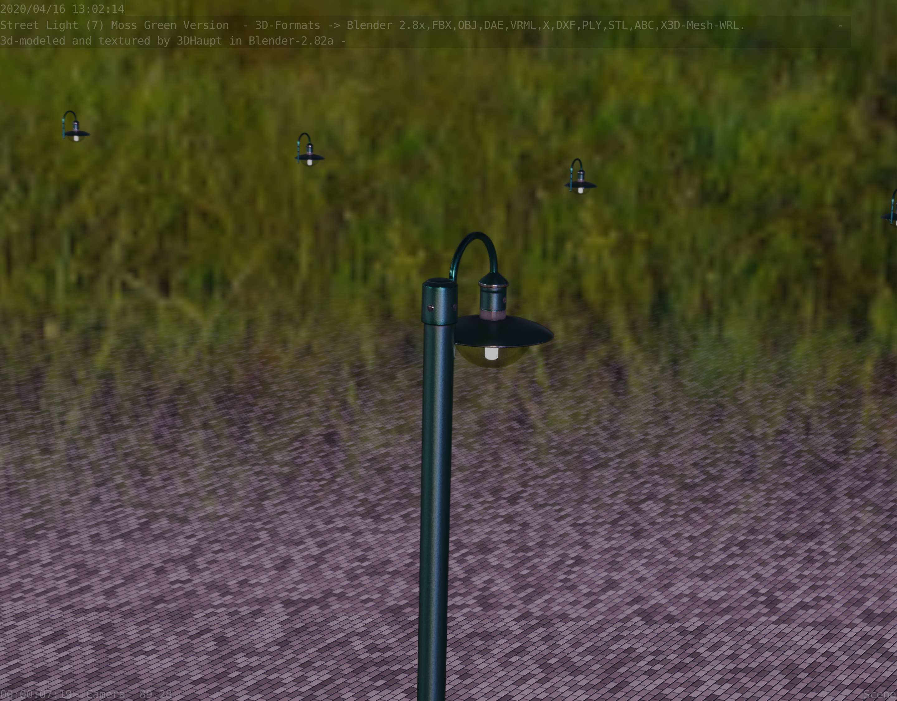 Street Light -7- Moss Green Version -1 Lamp- Low-poly 3D model_87