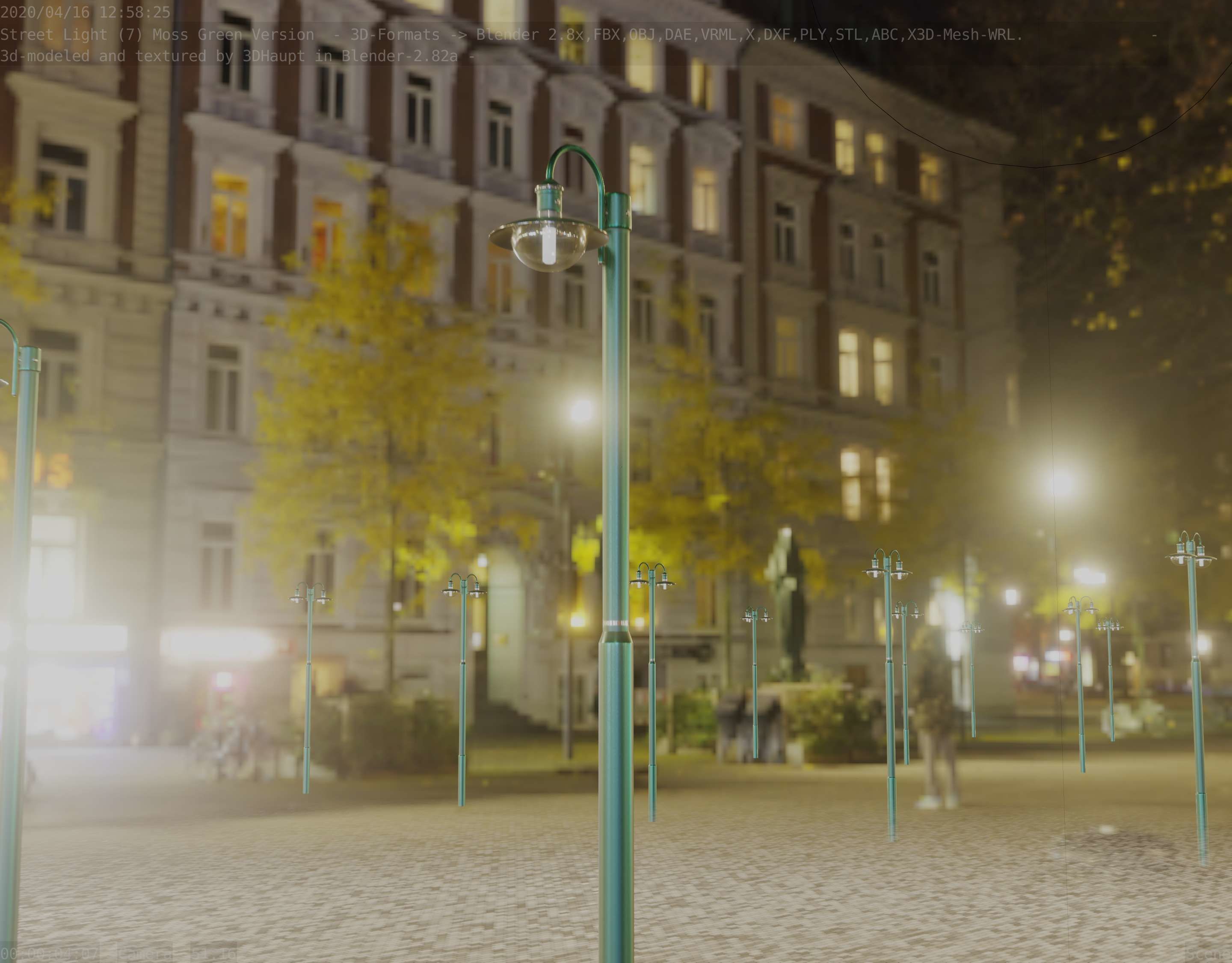 Street Light -7- Moss Green Version -1 Lamp- Low-poly 3D model_23