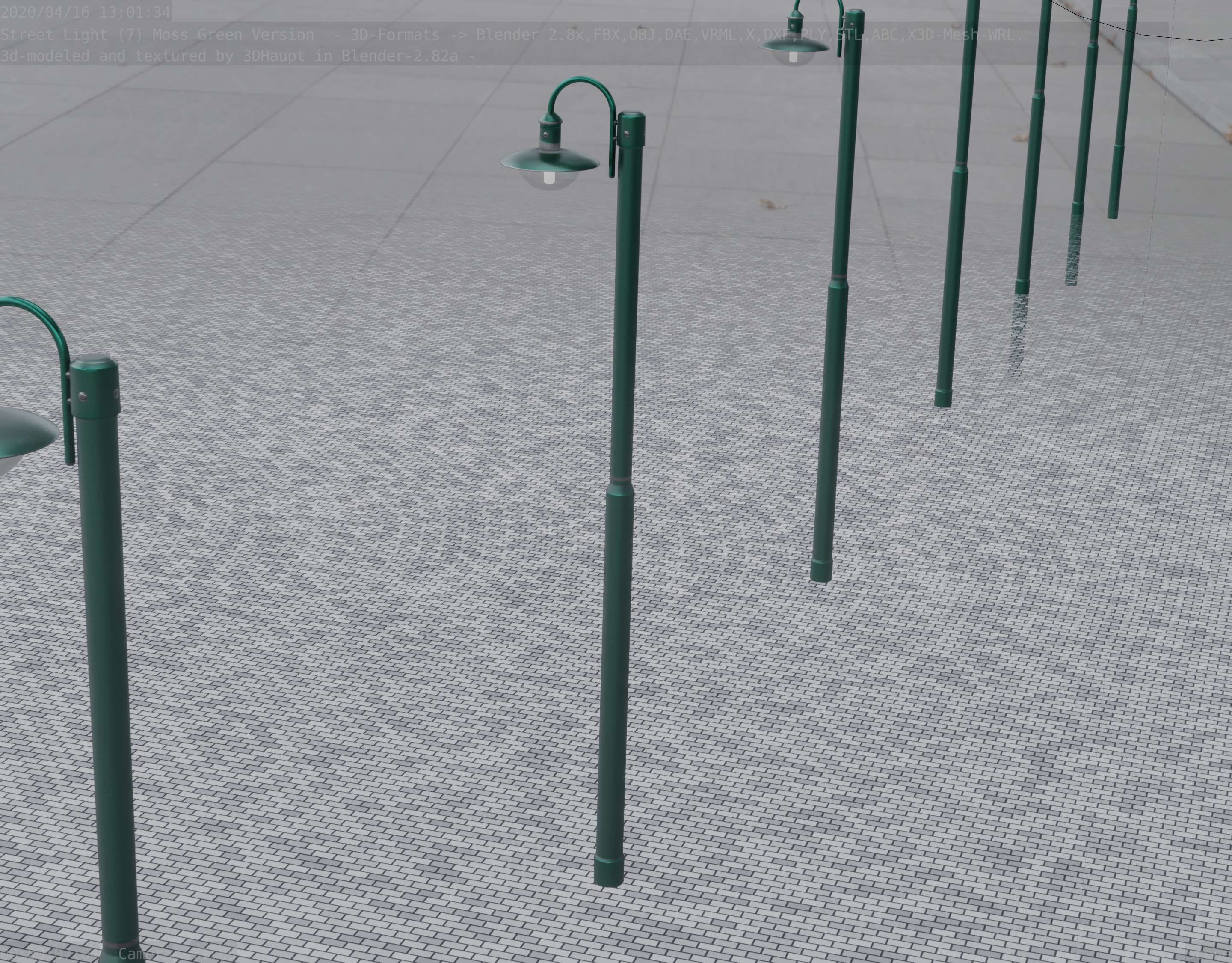 Street Light -7- Moss Green Version -1 Lamp- Low-poly 3D model_72