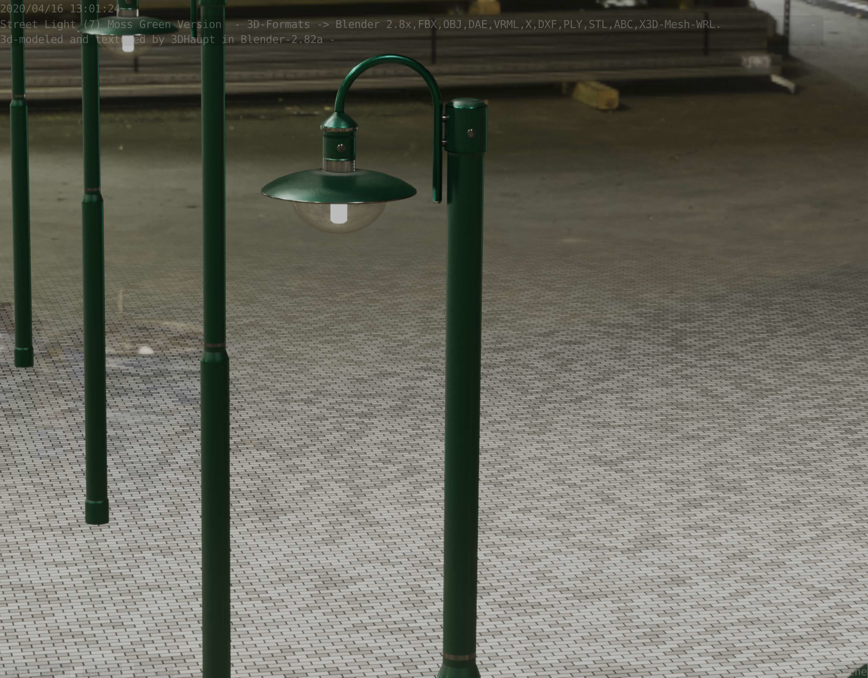 Street Light -7- Moss Green Version -1 Lamp- Low-poly 3D model_67