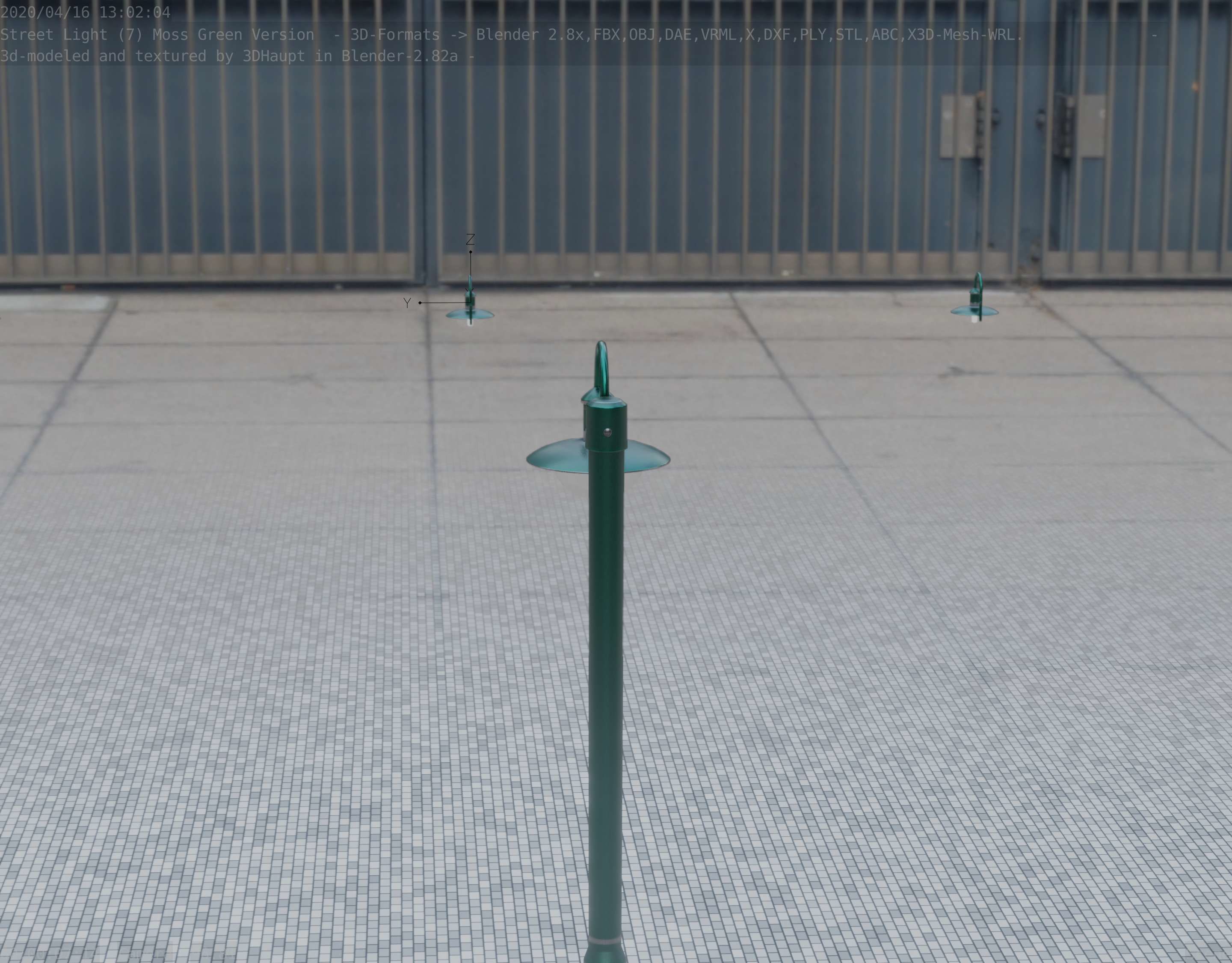 Street Light -7- Moss Green Version -1 Lamp- Low-poly 3D model_82