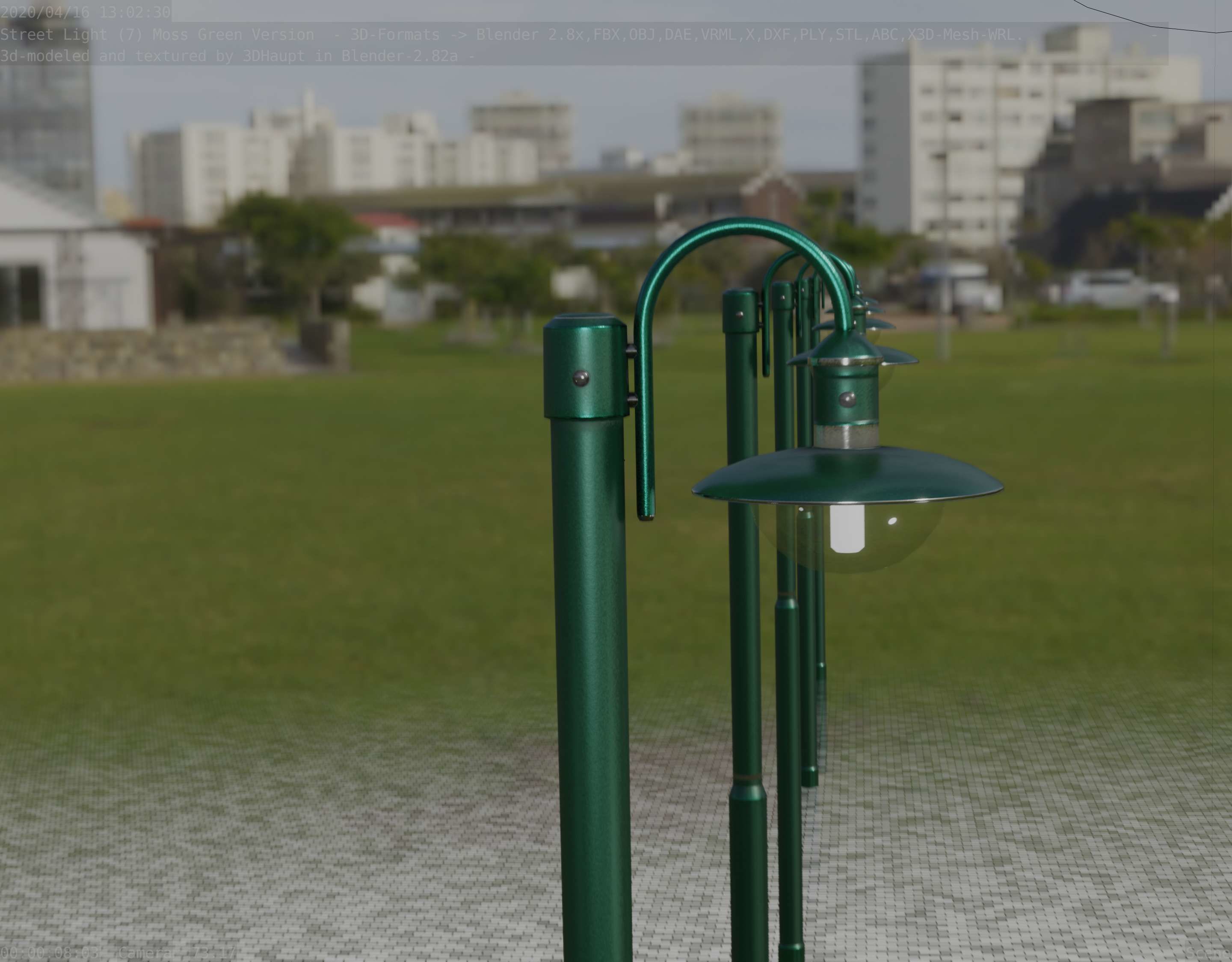 Street Light -7- Moss Green Version -1 Lamp- Low-poly 3D model_95