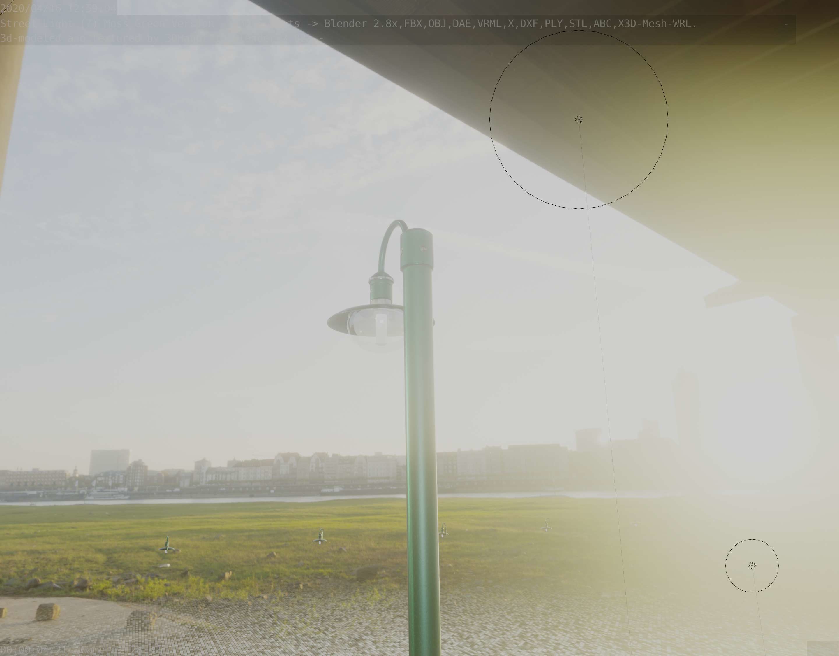 Street Light -7- Moss Green Version -1 Lamp- Low-poly 3D model_30