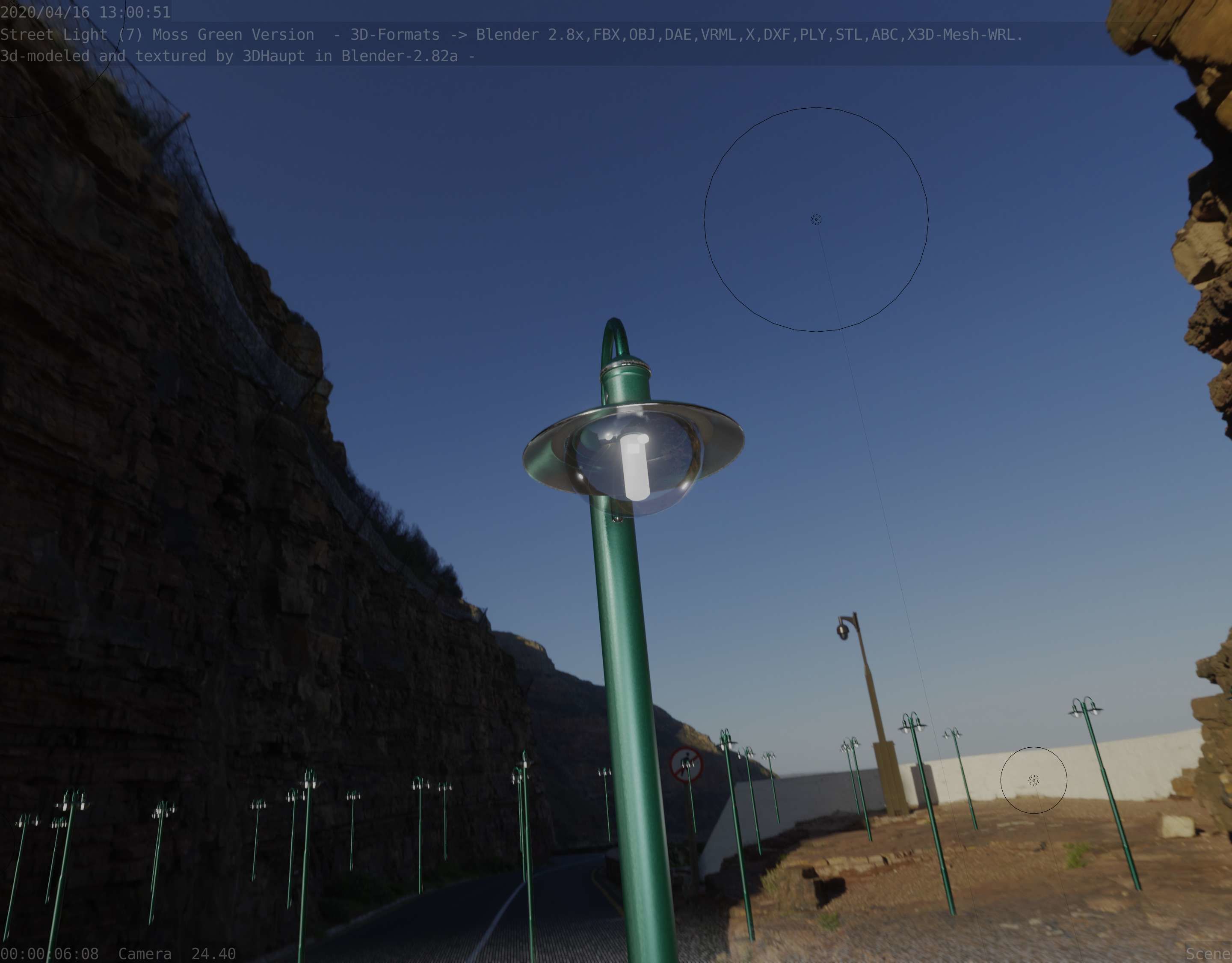 Street Light -7- Moss Green Version -1 Lamp- Low-poly 3D model_52