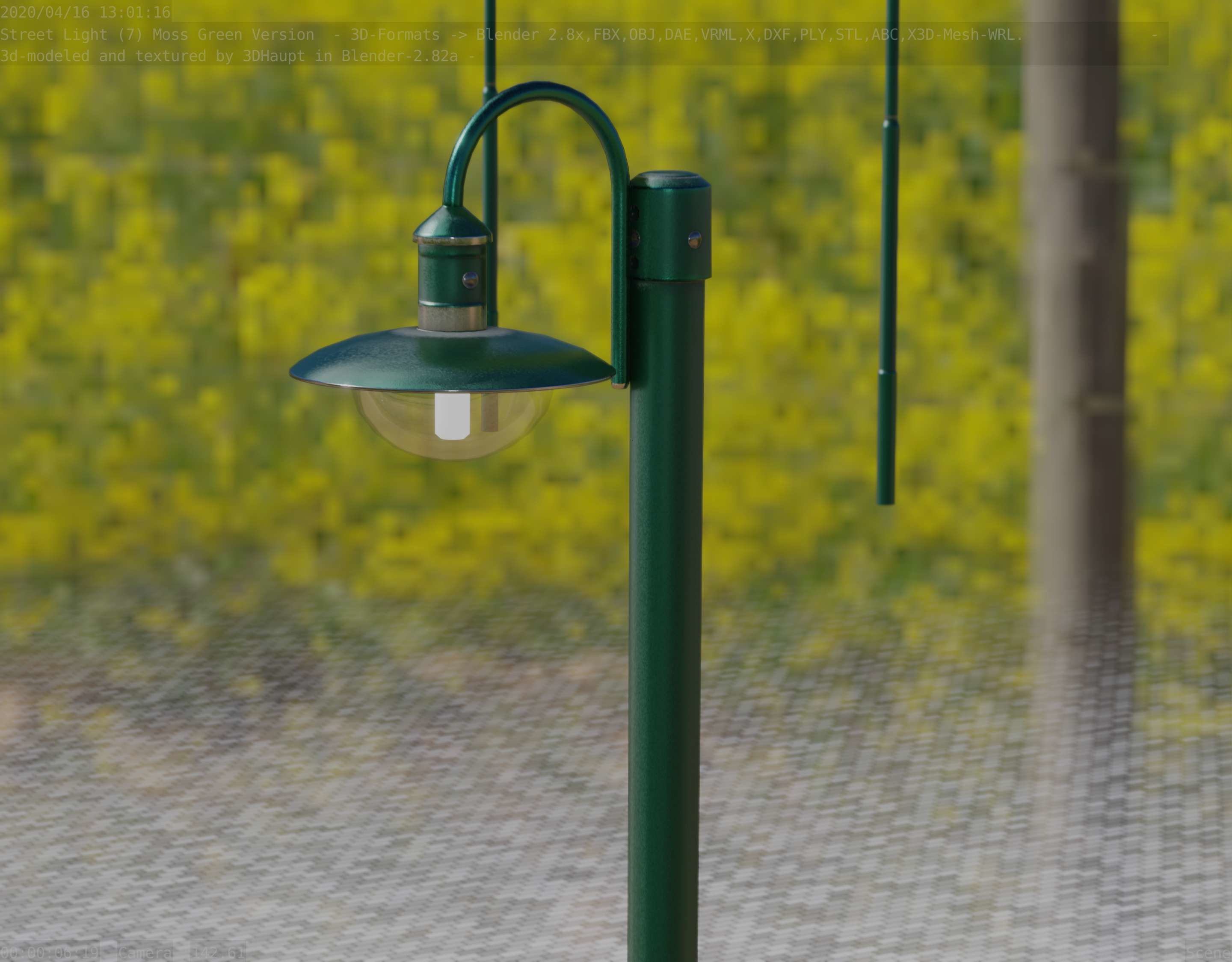 Street Light -7- Moss Green Version -1 Lamp- Low-poly 3D model_63
