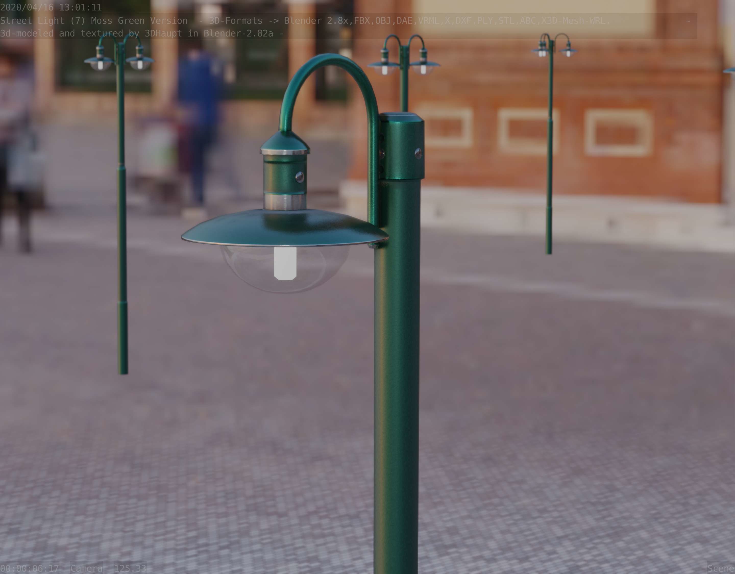 Street Light -7- Moss Green Version -1 Lamp- Low-poly 3D model_61