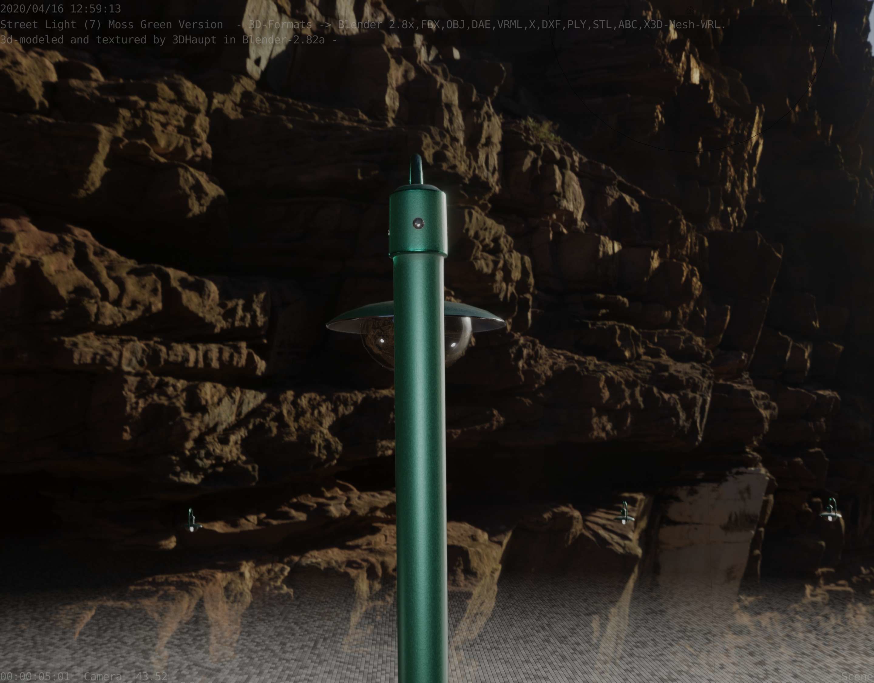 Street Light -7- Moss Green Version -1 Lamp- Low-poly 3D model_34